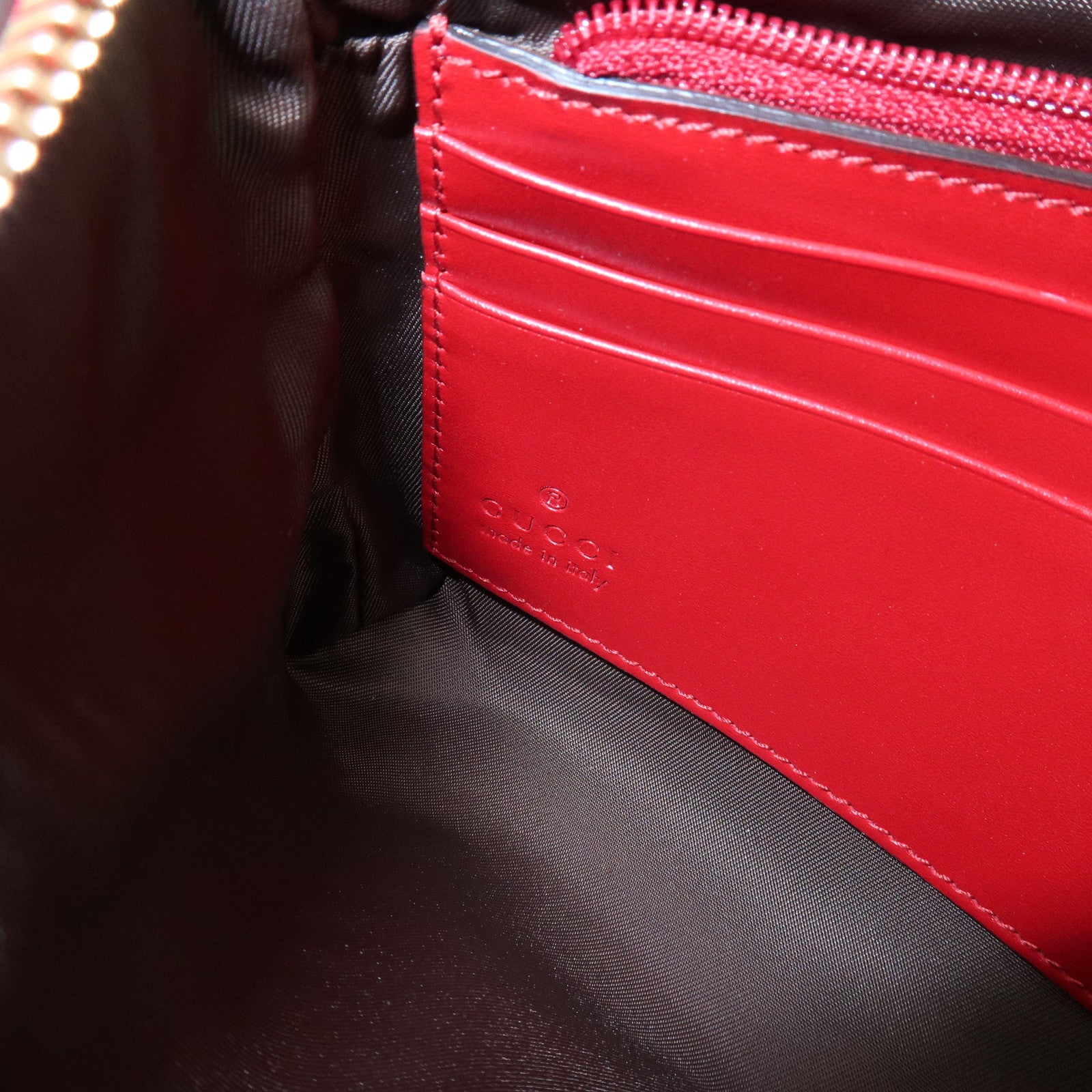 GUCCI Guccissima Leather Chain Shoulder Bag Pouch Red 428449