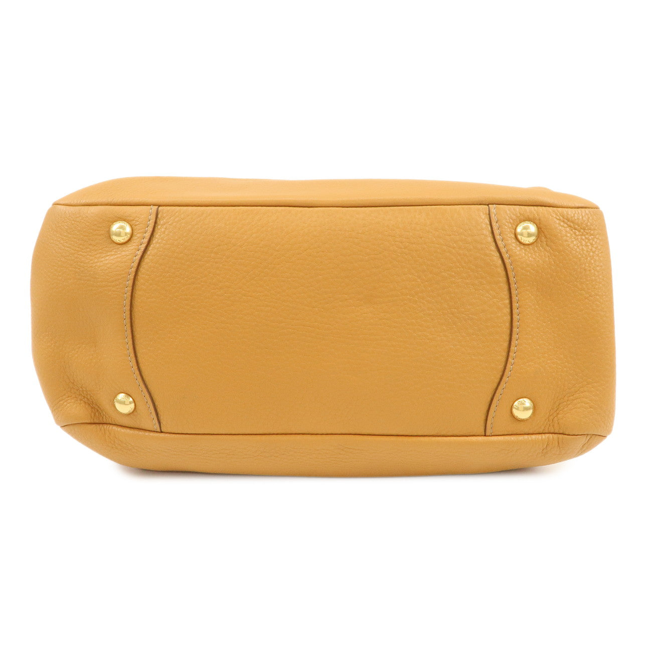 PRADA Logo Leather Chain Shoulder Bag Boston Bag Hand Bag Camel BL0692 Used