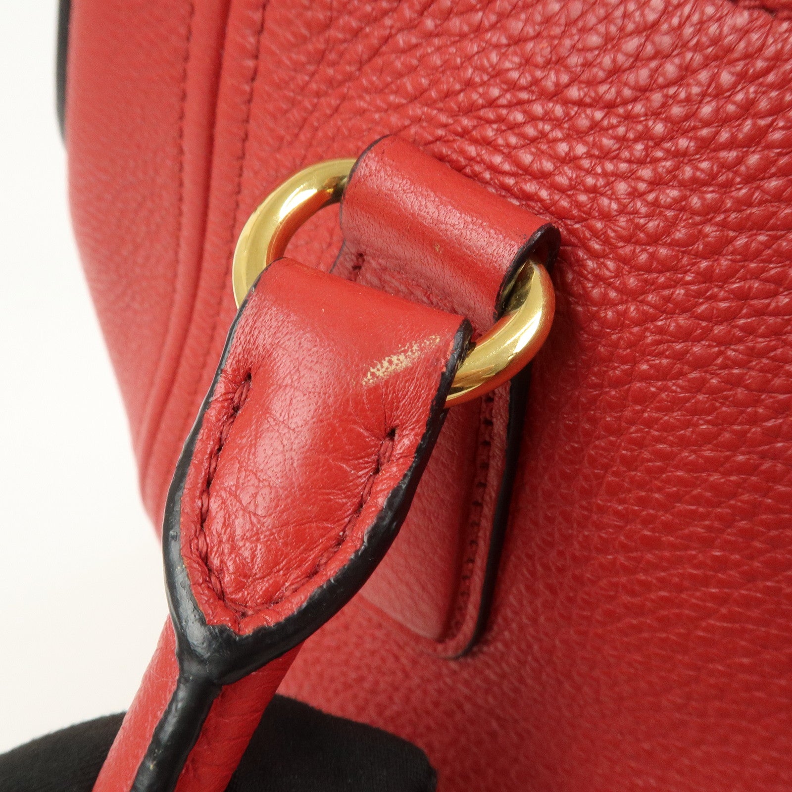 PRADA Logo Leather 2Way Bag Hand Bag Shoulder Bag Red 1BC032