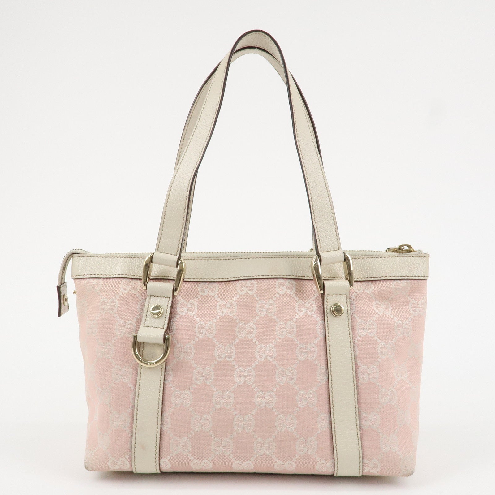 GUCCI Abbey GG Canvas Leather Mini Tote Bag Hand Bag Pink Used