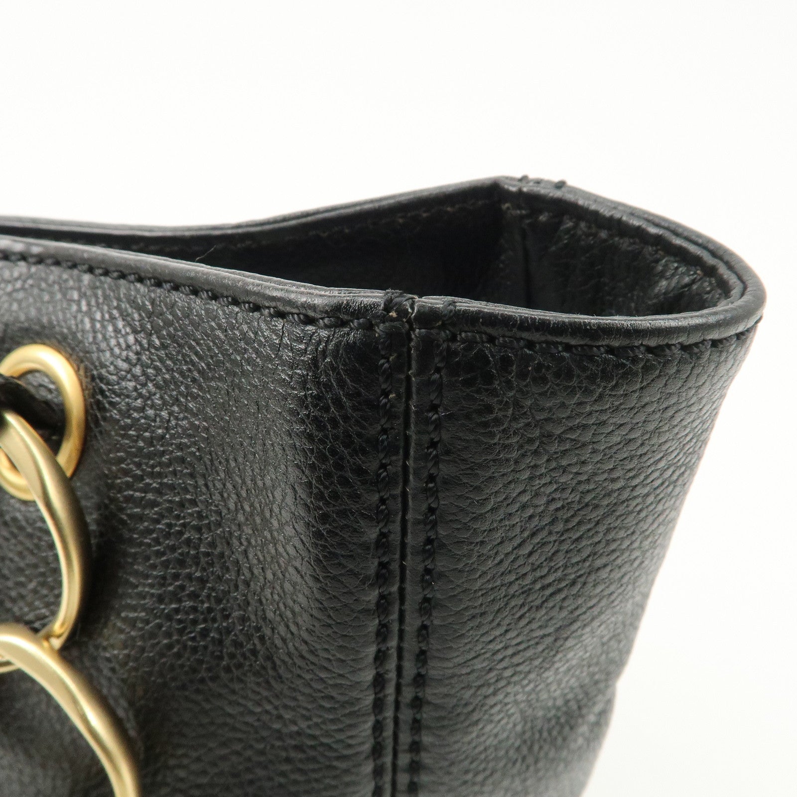 CHANEL COCO Mark Chain Tote Bag Shoulder Bag Black Gold Used