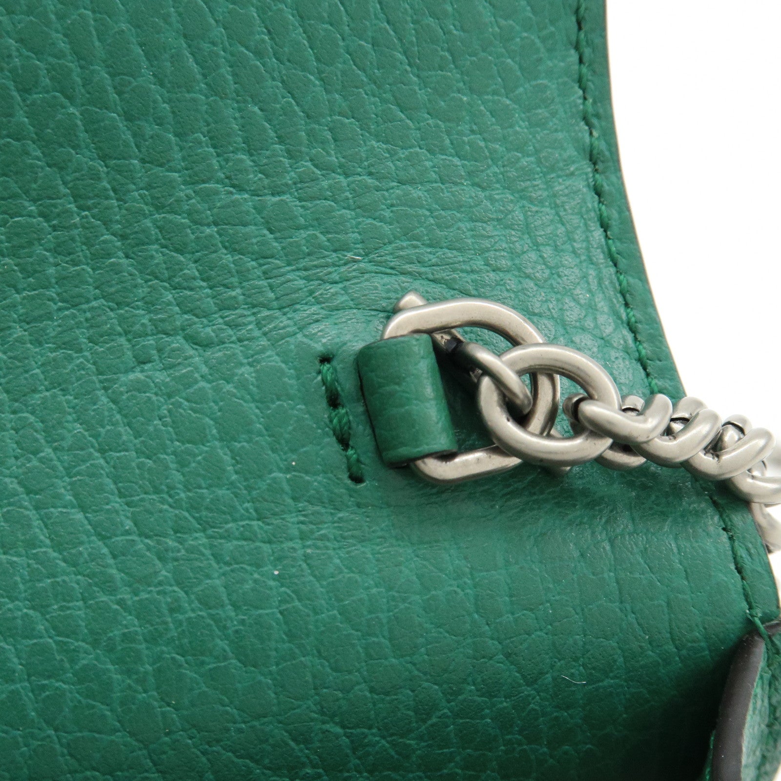 GUCCI Dionysus Super Mini Leather Chain Shoulder Bag Green 476432