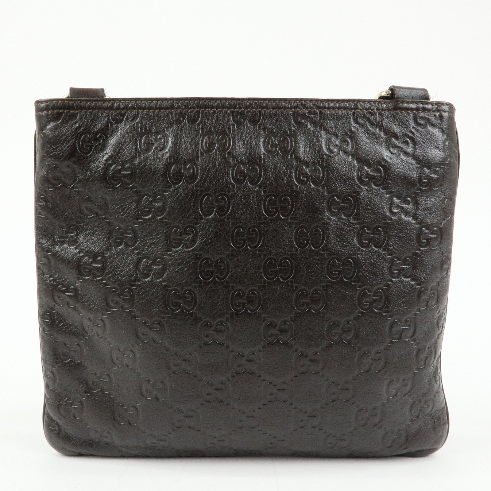 GUCCI Guccissima Leather Shoulder Bag Crossbody Bag Dark Brown