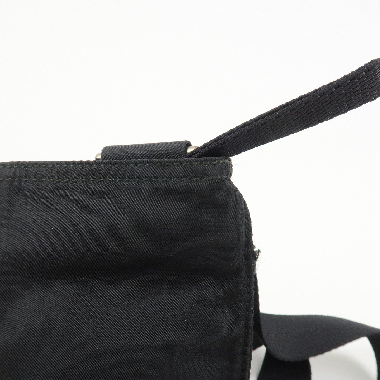 PRADA Triangle Logo Nylon Shoulder Bag Crossbody Bag Black BT7372