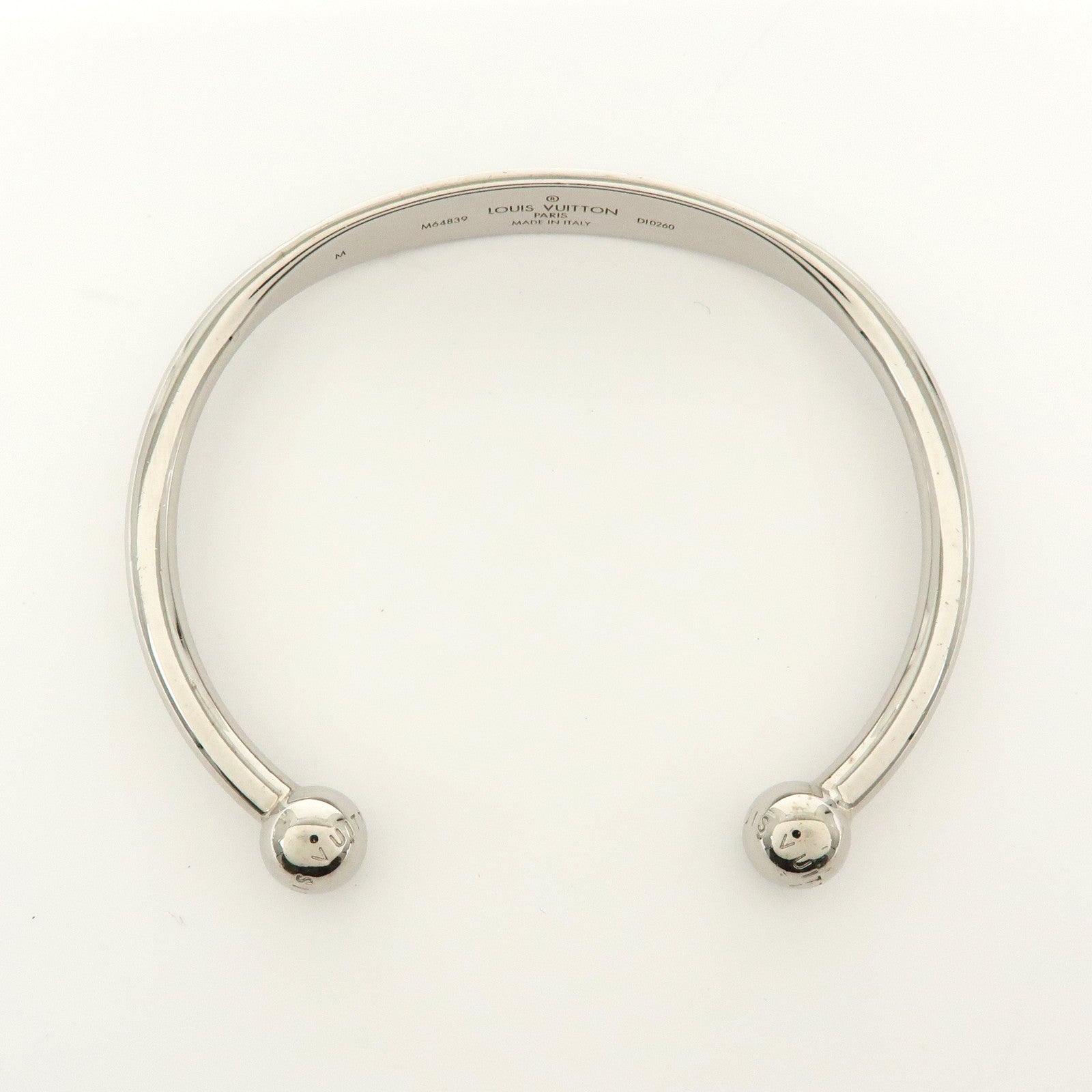 Louis Vuitton Monogram Metal Jonc Bracelet Bangle Silver M64839