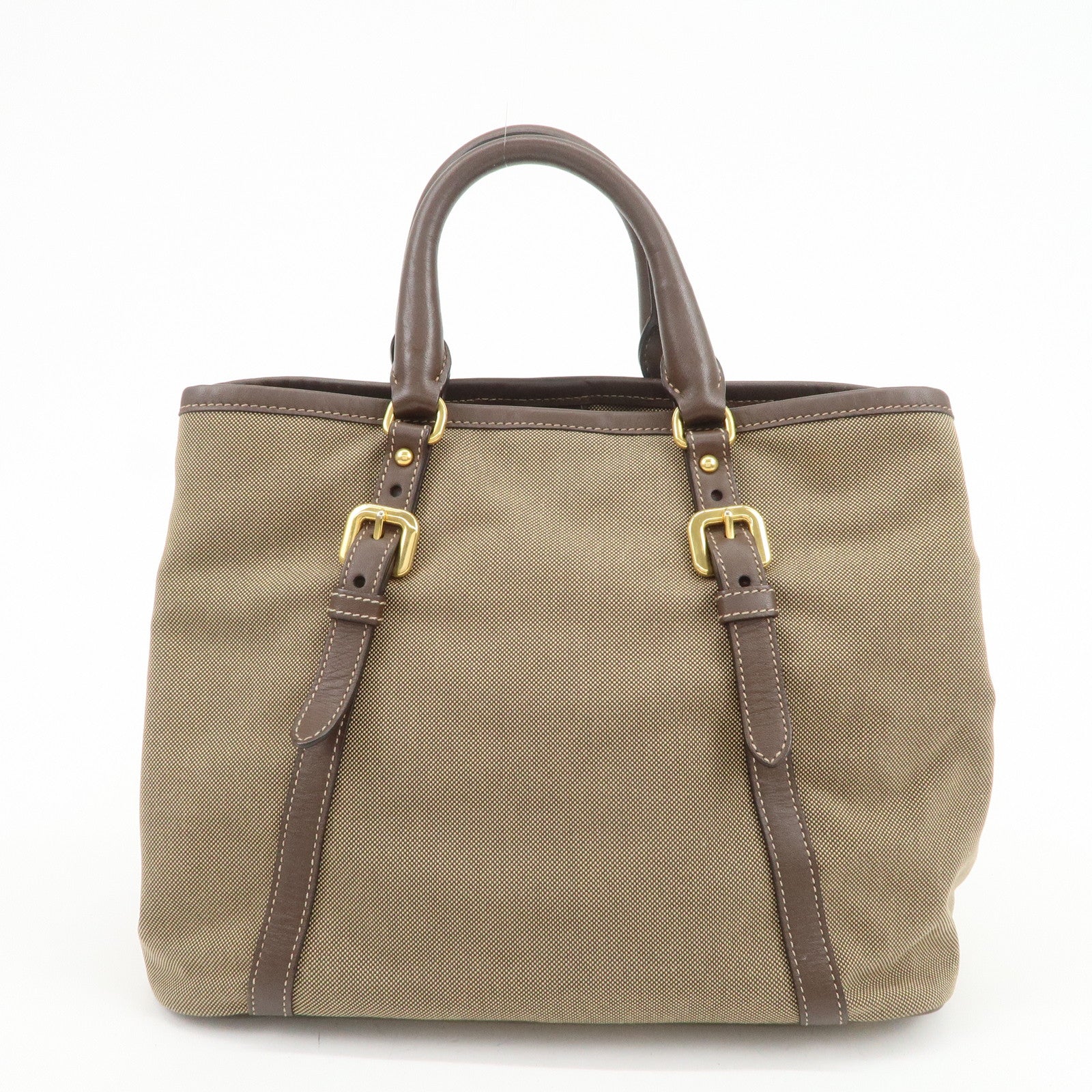 PRADA Jaguard Canvas Leather 2Way Tote Bag Shoulder Bag BN1841