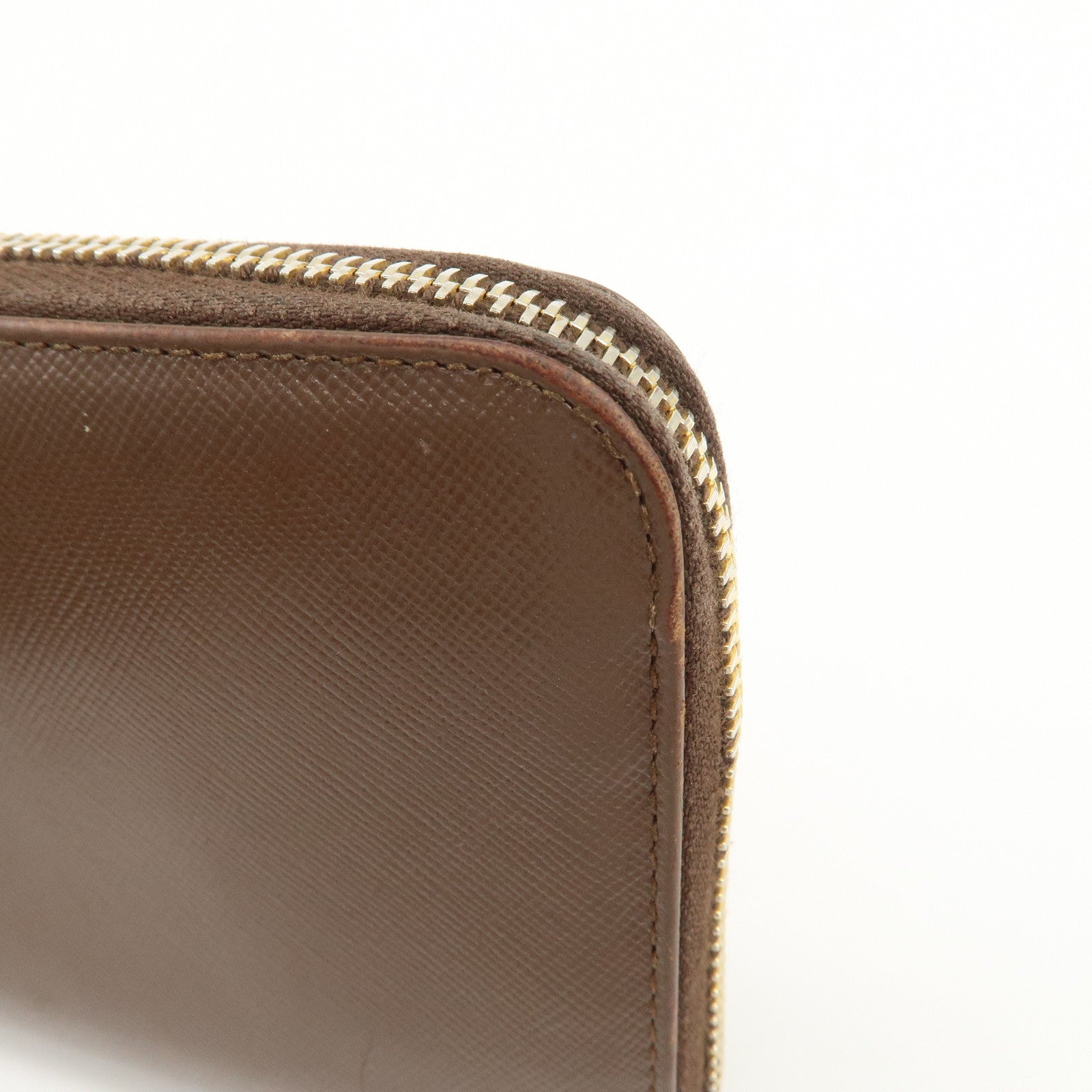 PRADA Triangle Logo Saffiano Leather Round Zippy Wallet 1M0506