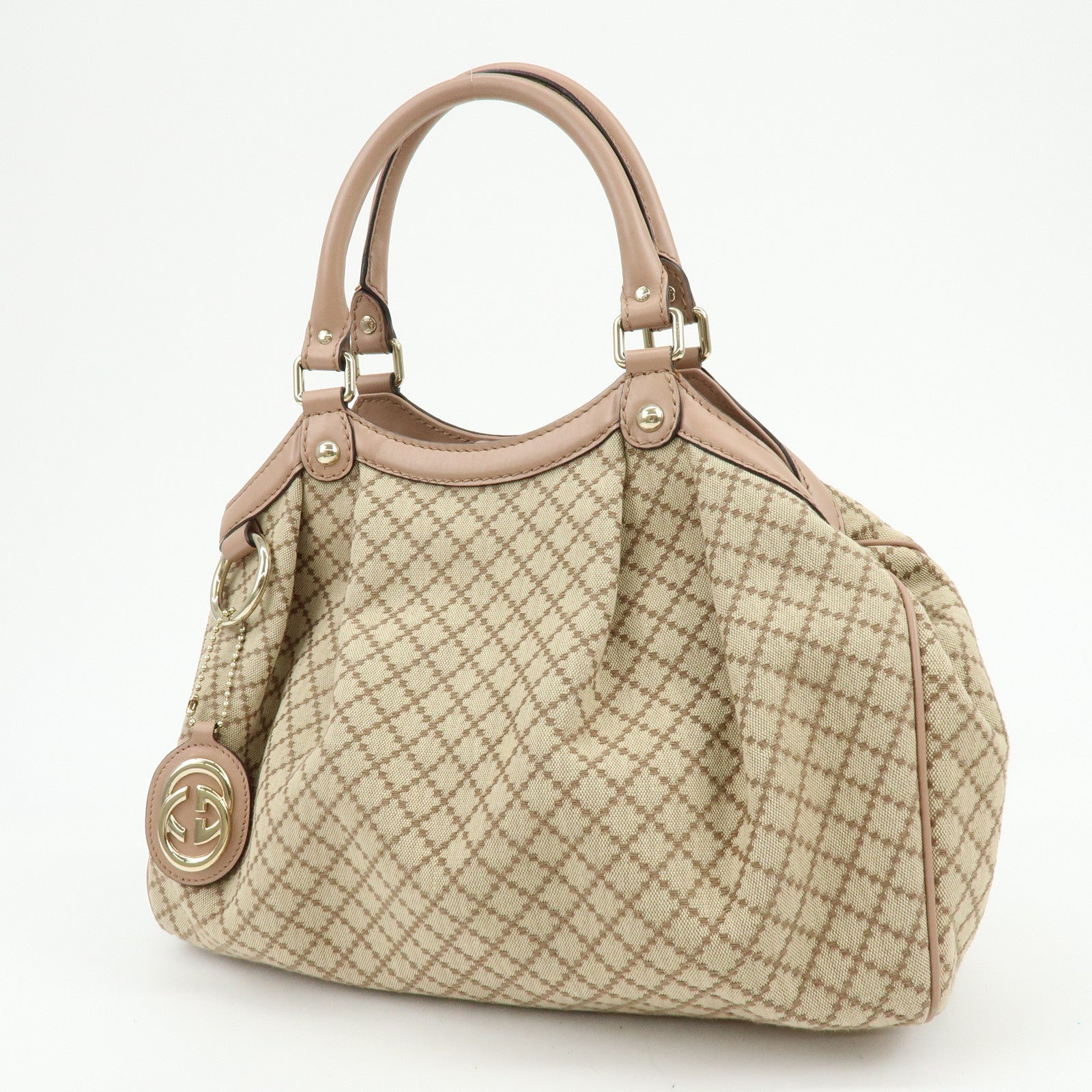 GUCCI Sukey GG Canvas Leather Tote Bag Hand Bag 211944 Authentic Used F/S
