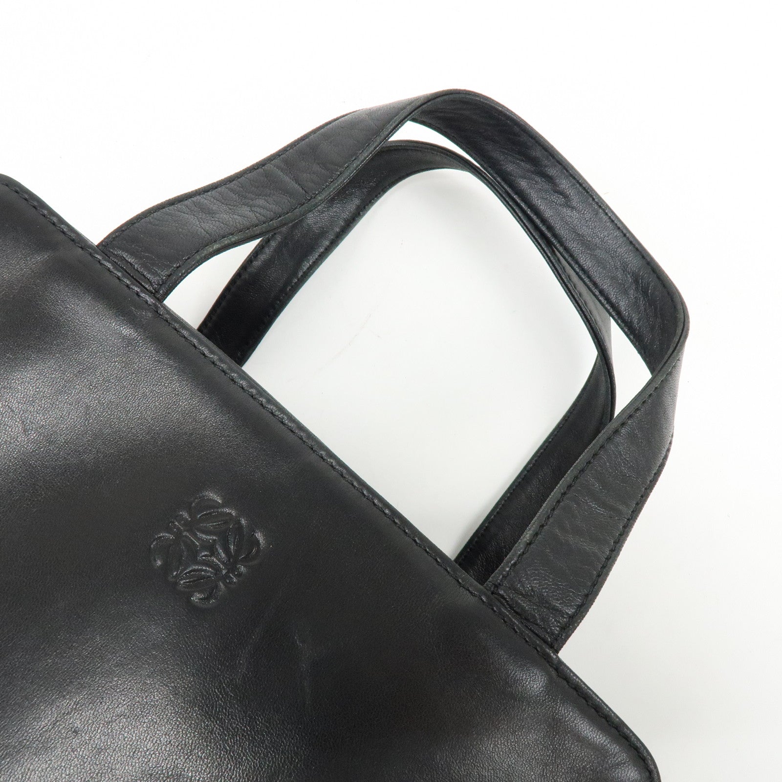 LOEWE Anagram Nappa Leather Hand Bag Tote Bag Black