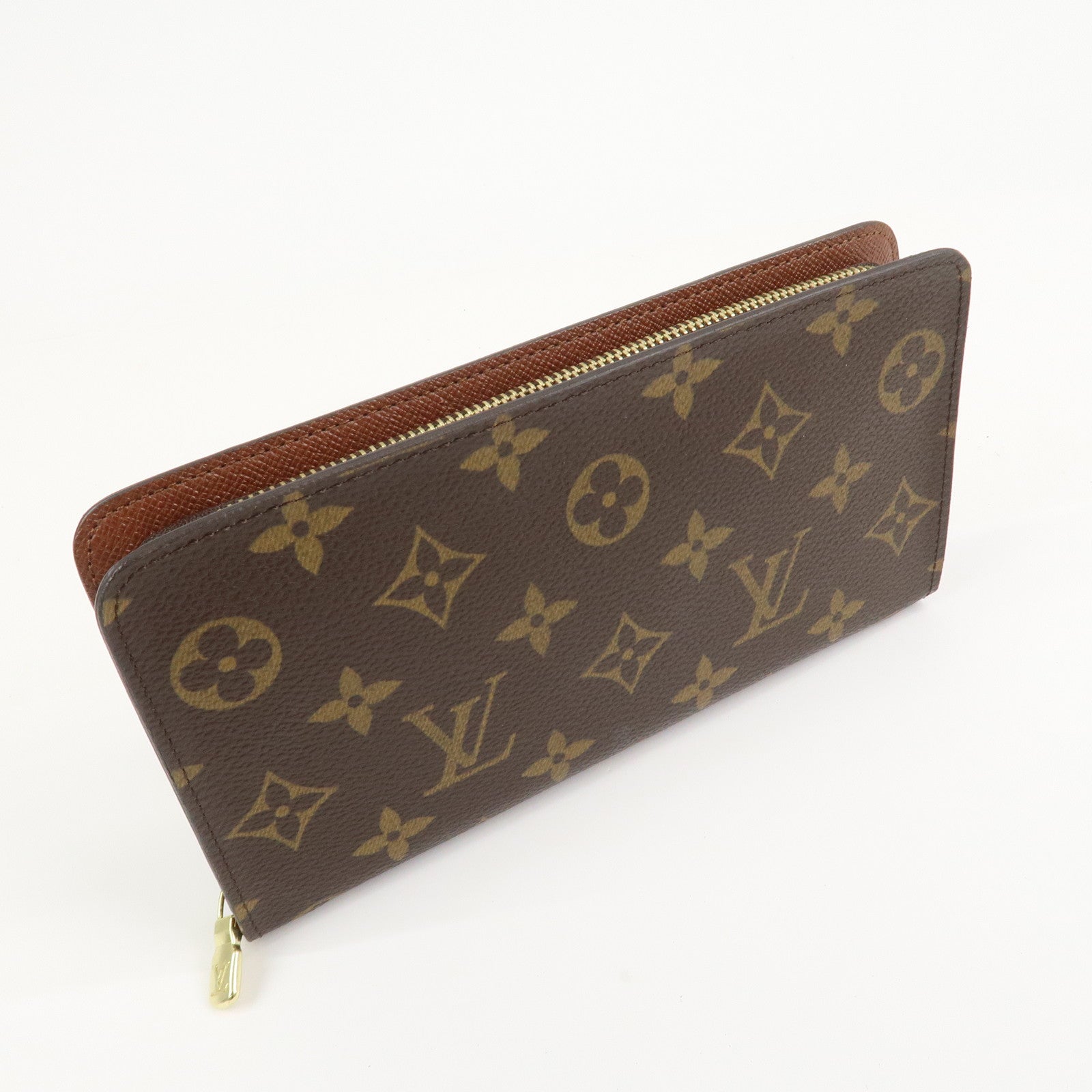 Loius Vuitton Monogram Porte Monnaie Zip Long Wallet Brown M61727