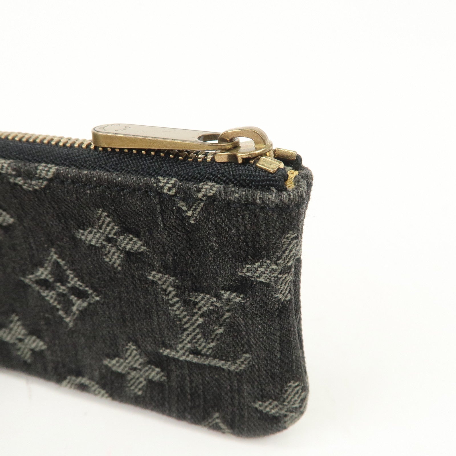 Louis Vuitton Monogram Denim Pochette Cles Coin Case Black M95616