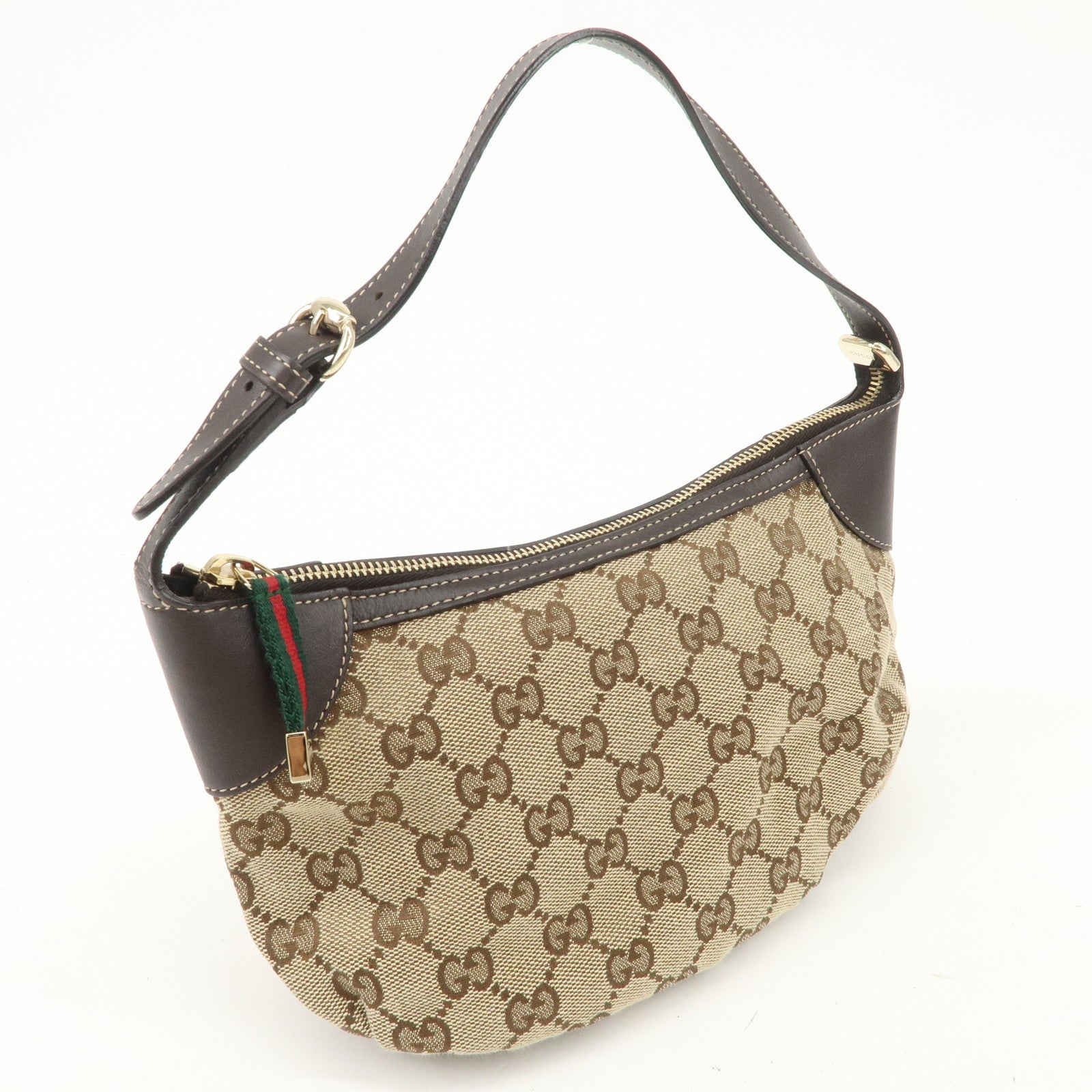 GUCCI Sherry GG Canvas Leather Shoulder Bag Beige Brown 224093 Used