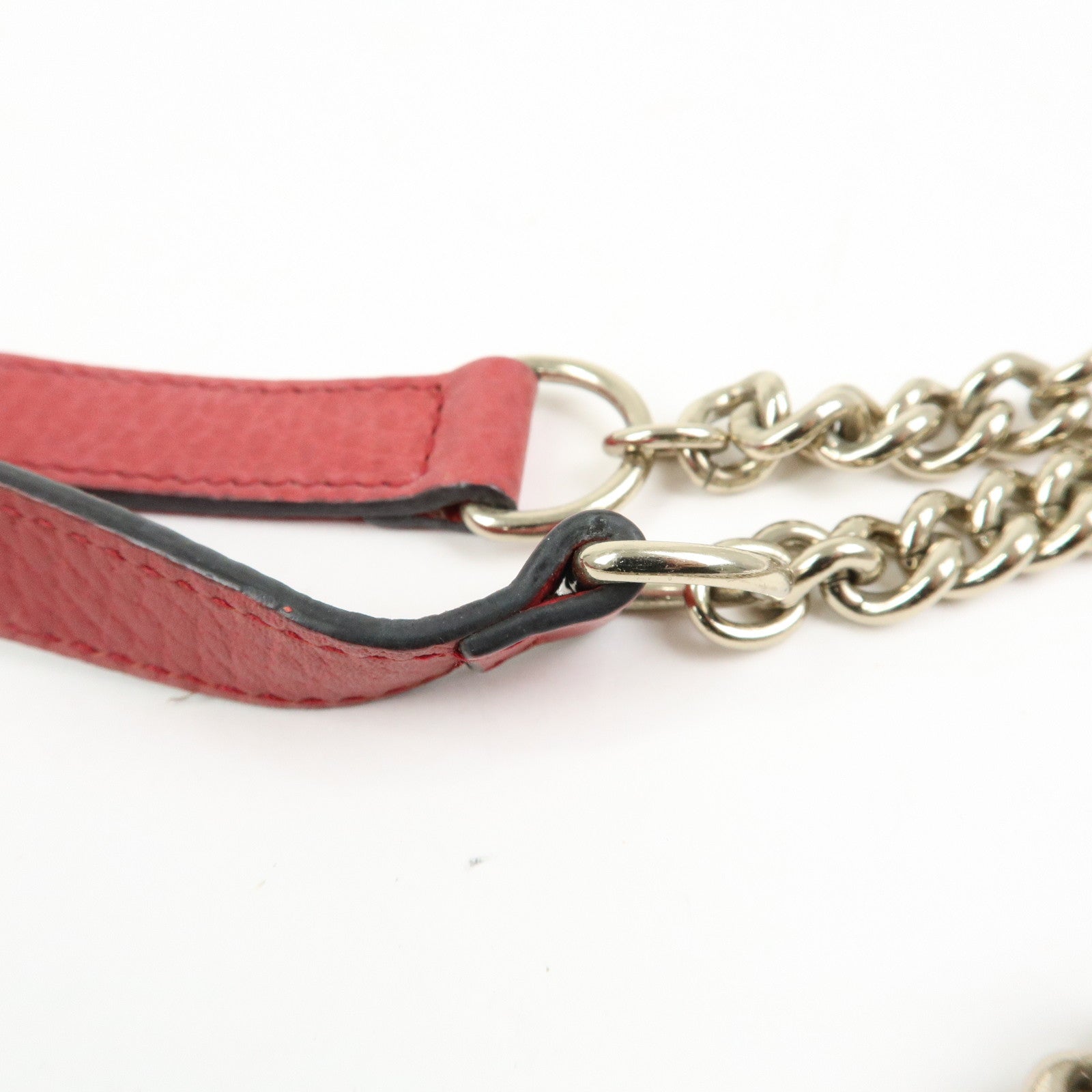 GUCCI Interlocking G Leather Chain Wallet Shoulder Bag Red 510314