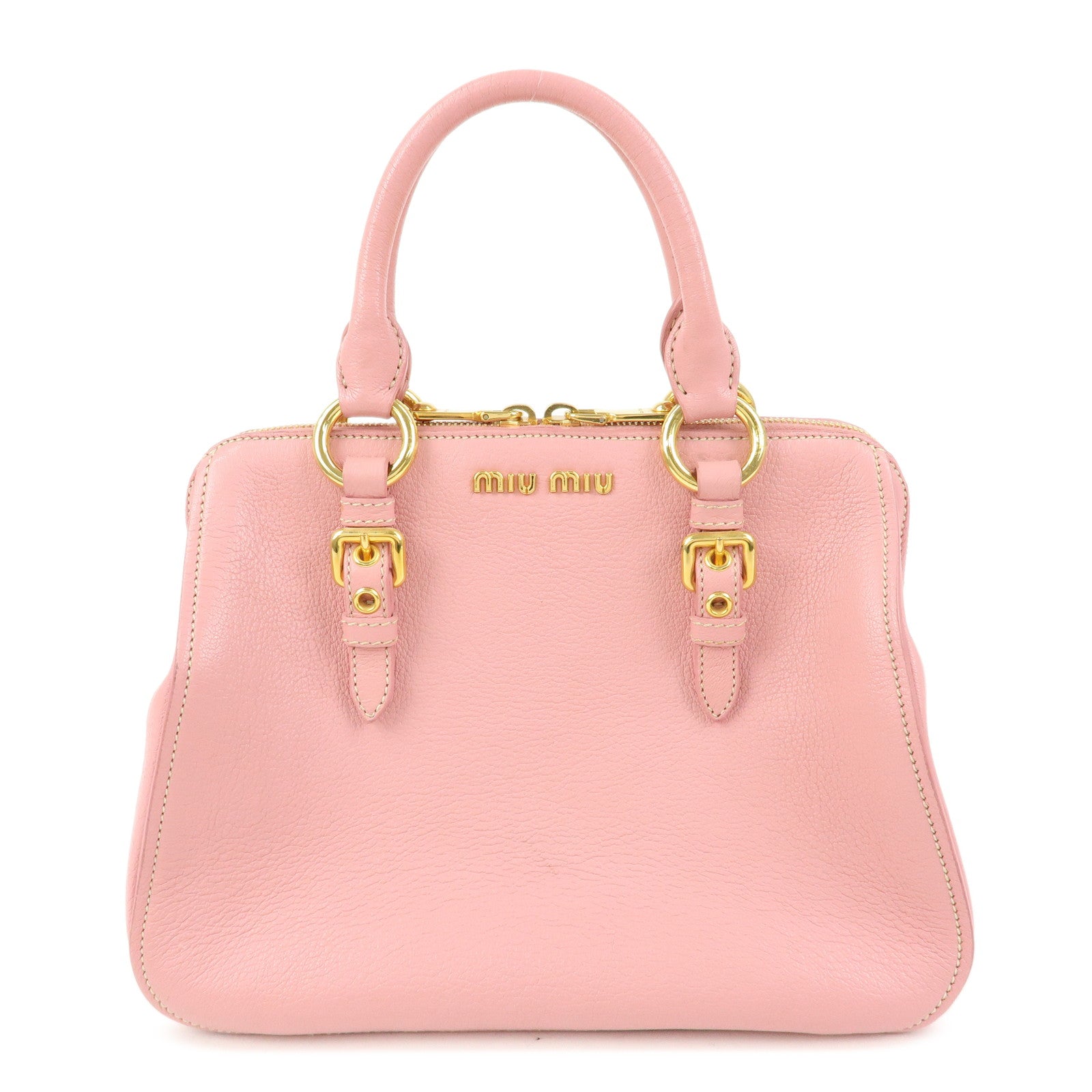 MIU MIU Logo Leather 2Way Bag Hand Bag Pink
