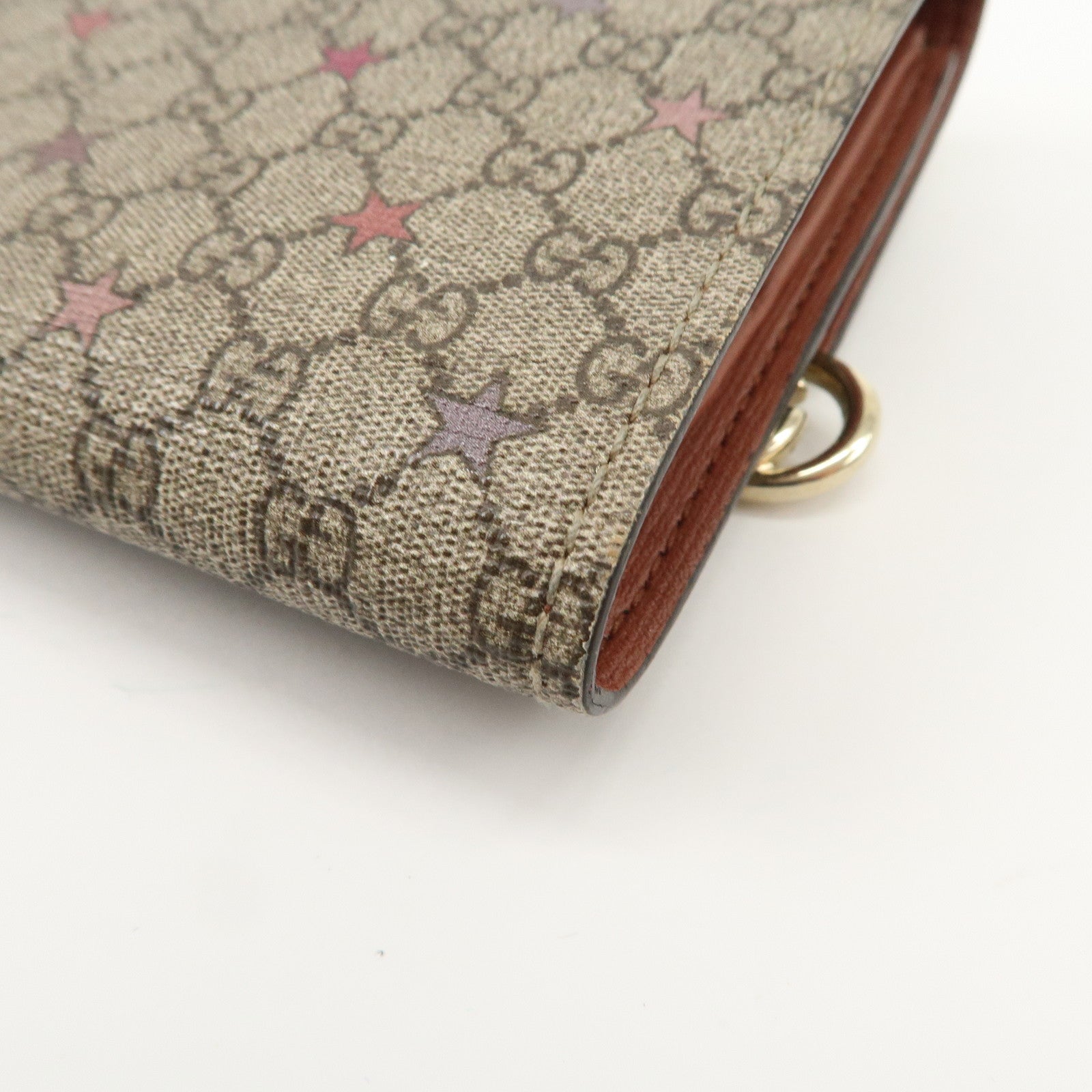 GUCCI Interlocking G GG Supreme Star Tri-Fold Compact Wallet 212106 Used