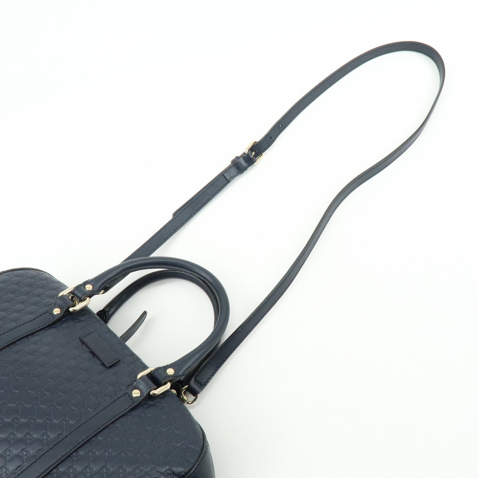 GUCCI Microguccissima Leather 2Way Bag Hand Bag Dark Navy 510286