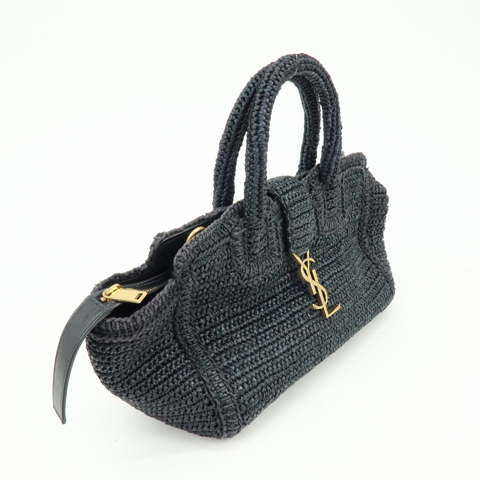SAINT LAURENT PARIS Baby Downtown Cabas Raffia 2Way Hand Bag 436834
