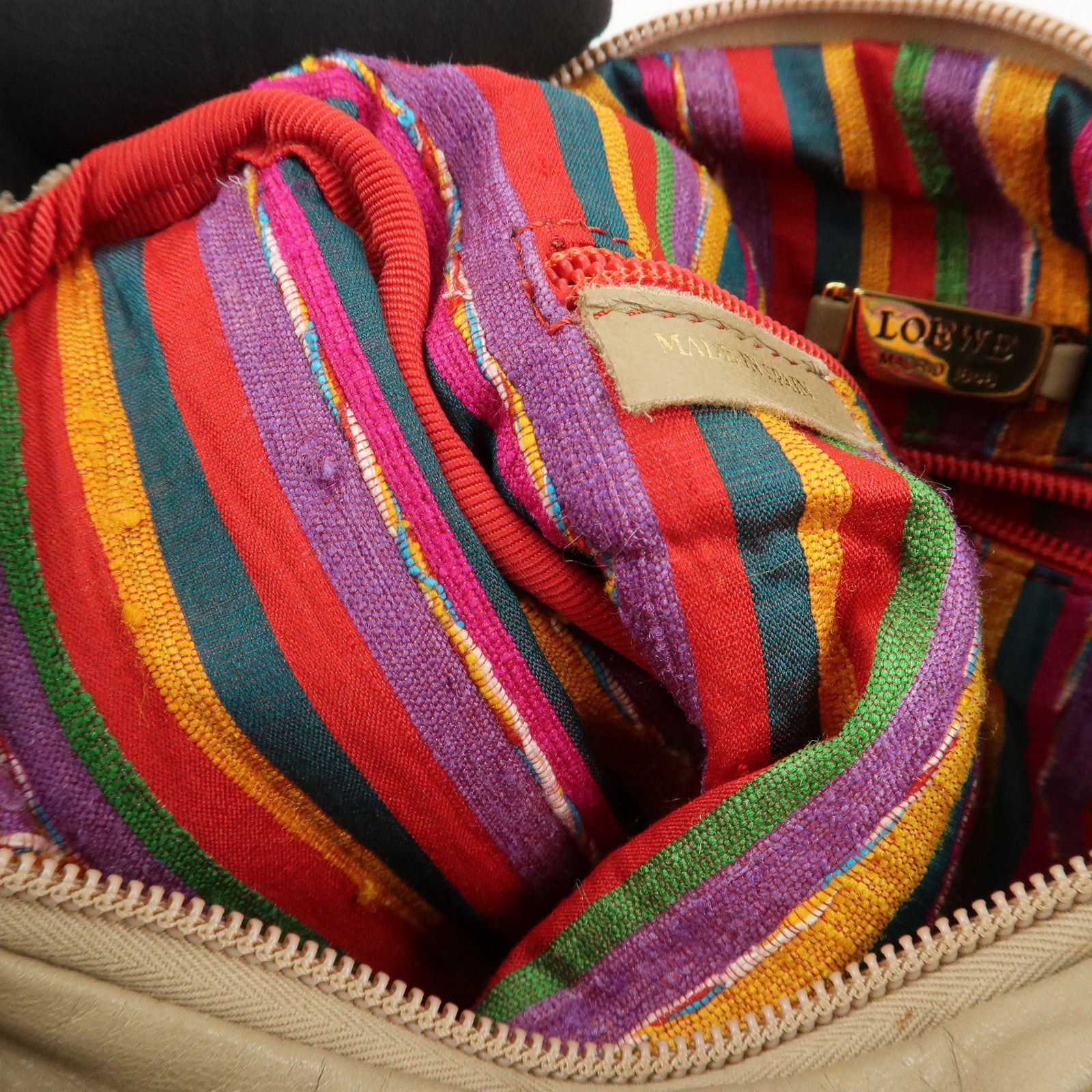 LOEWE Leather Shoulder Bag Crossbody Bag Beige White Used