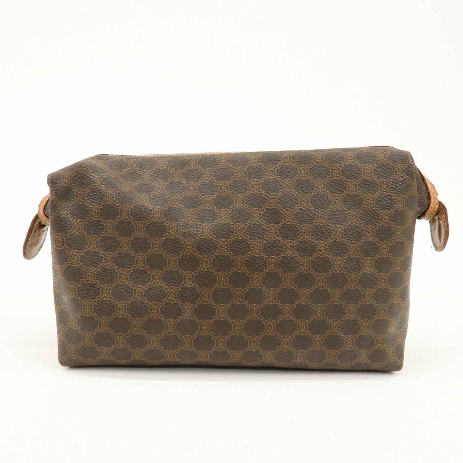 CELINE Macadam PVC Leather Pouch Cosmetic Pouch Brown