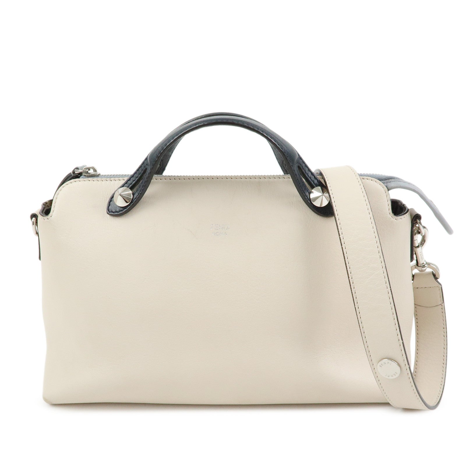 FENDI By The Way Leather Medium 2Way Hand Shoulder Bag Ivory 8BL124