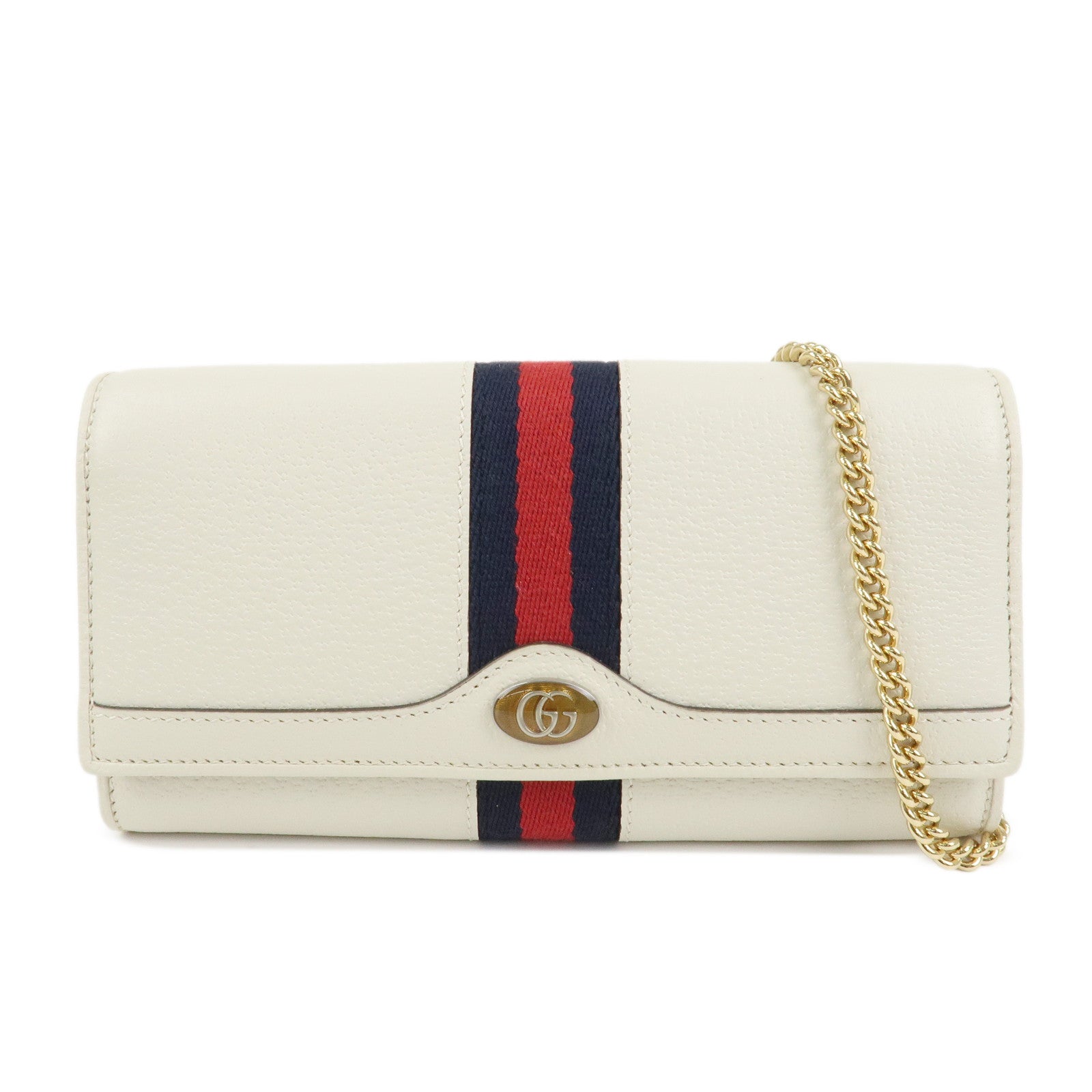 GUCCI GG Marmont Sherry Leather Chain Wallet WOC Ivory 546592