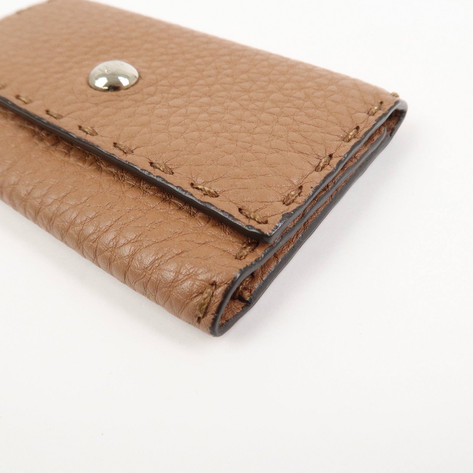 FENDI Selleria Leather 6 Rings Key Case 8AP079 Brown