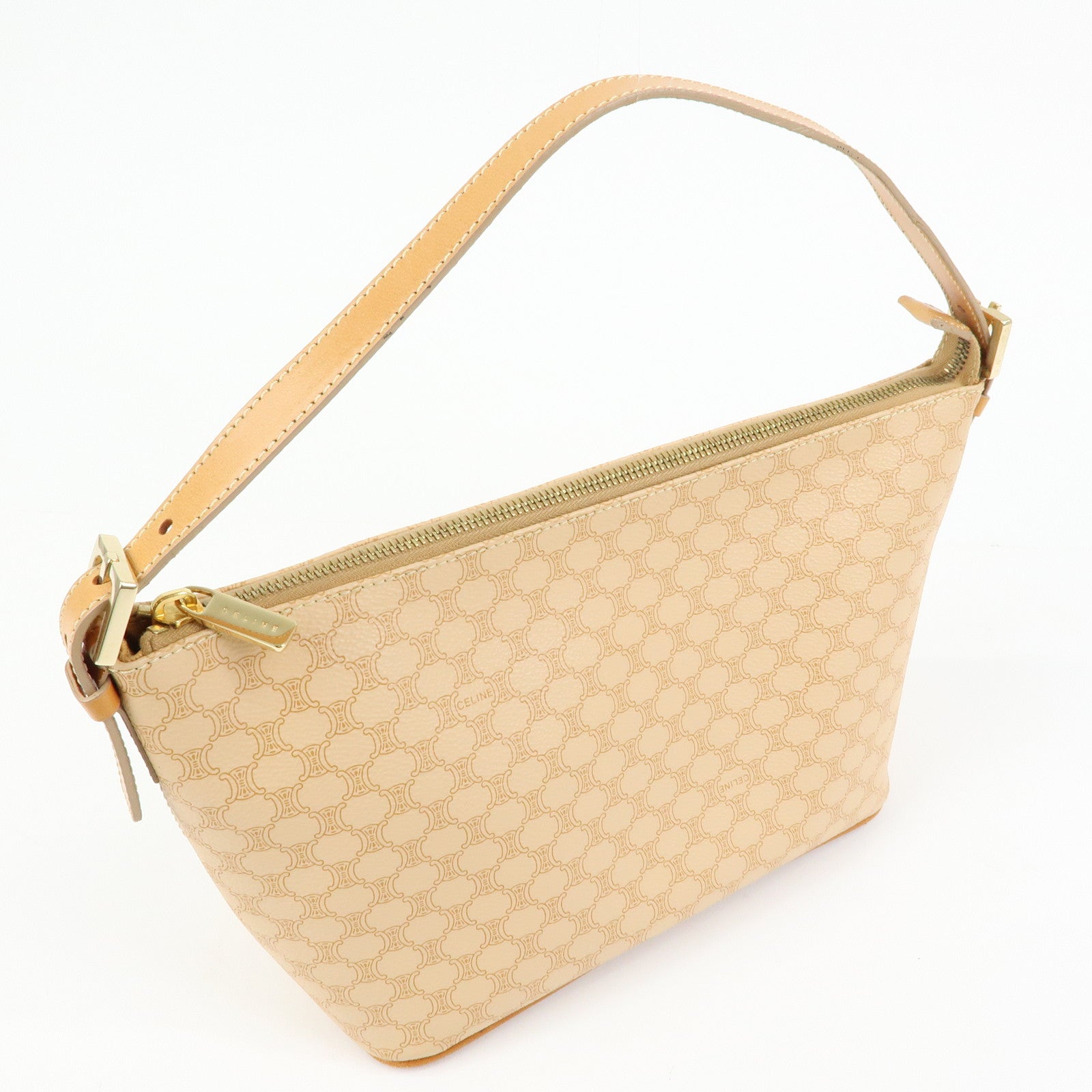 CELINE Macadam PVC Leather Hand Bag Shoulder Bag Beige