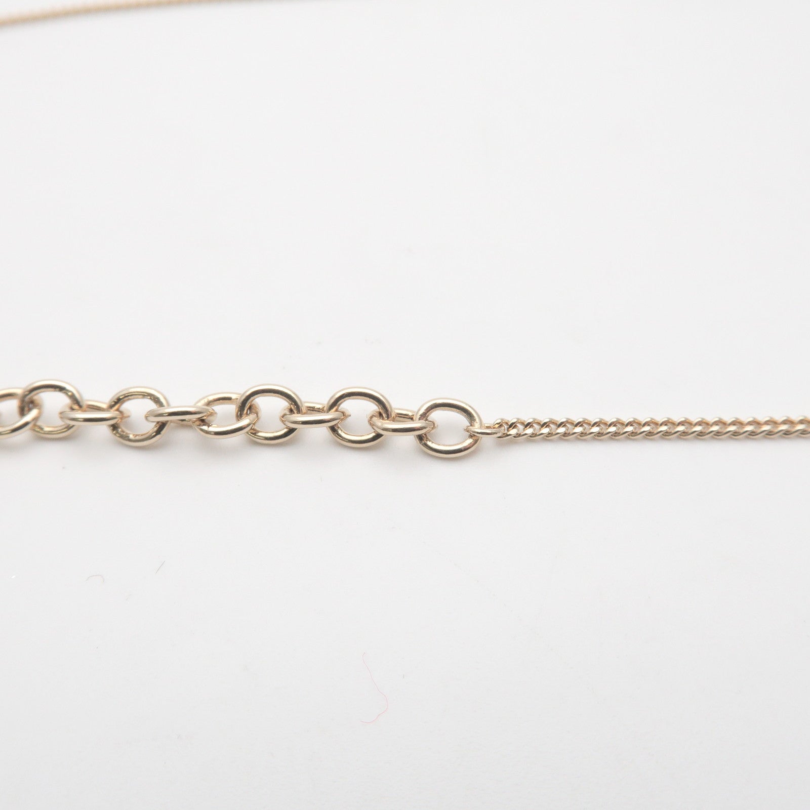 FENDI Logo Metal Rhinestone Necklace Gold Light Blue