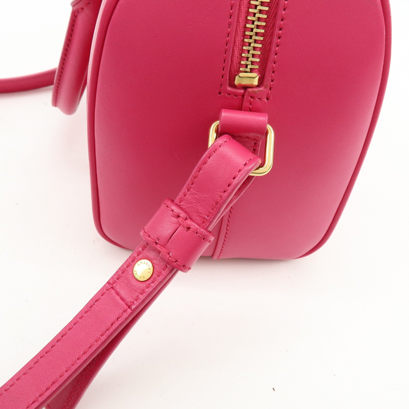 SAINT LAURENT PARIS BABY DUFFLE Leather 2WAY Bag Pink 330958