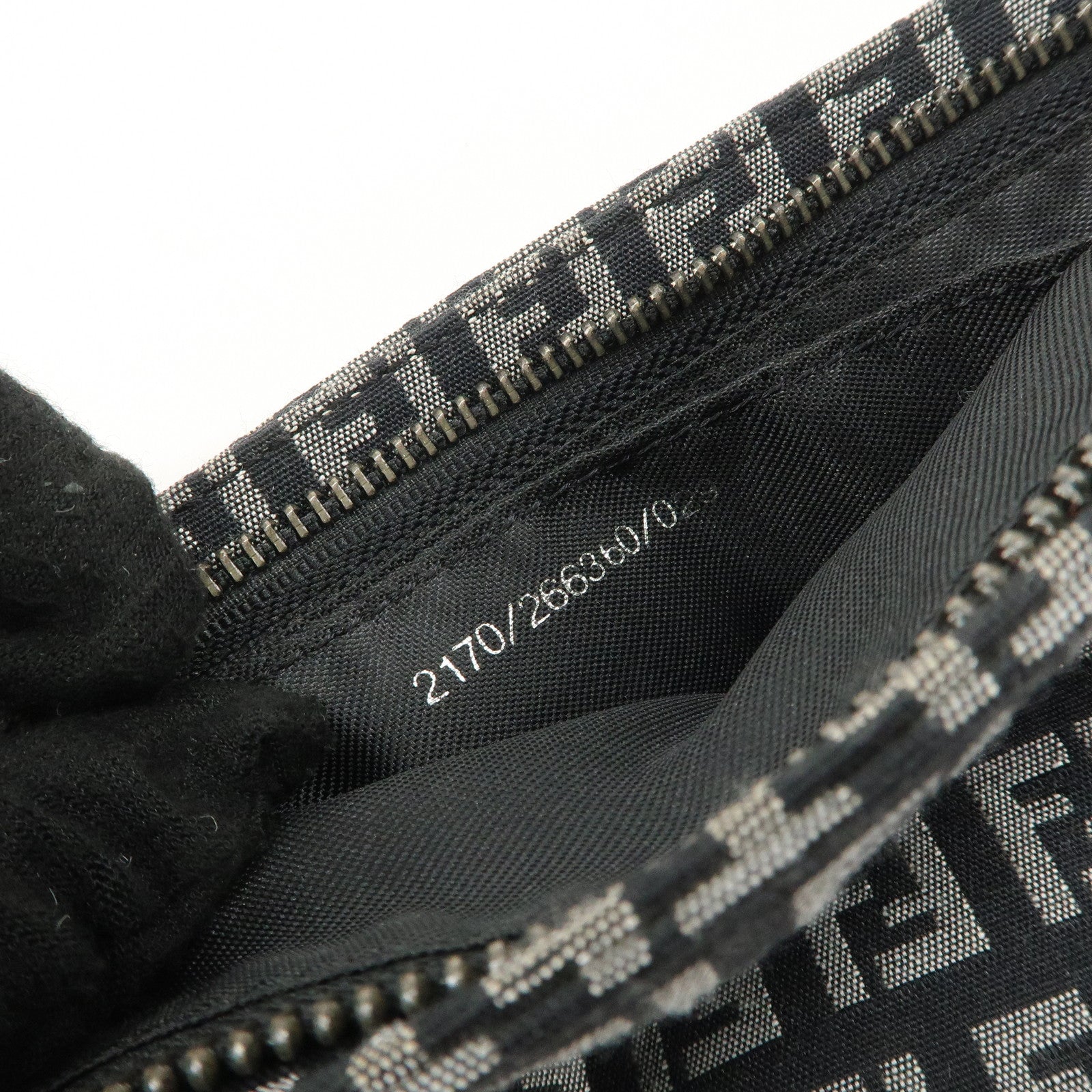 FENDI Zucchino Canvas Leather Shoulder Bag Black 266360 Used