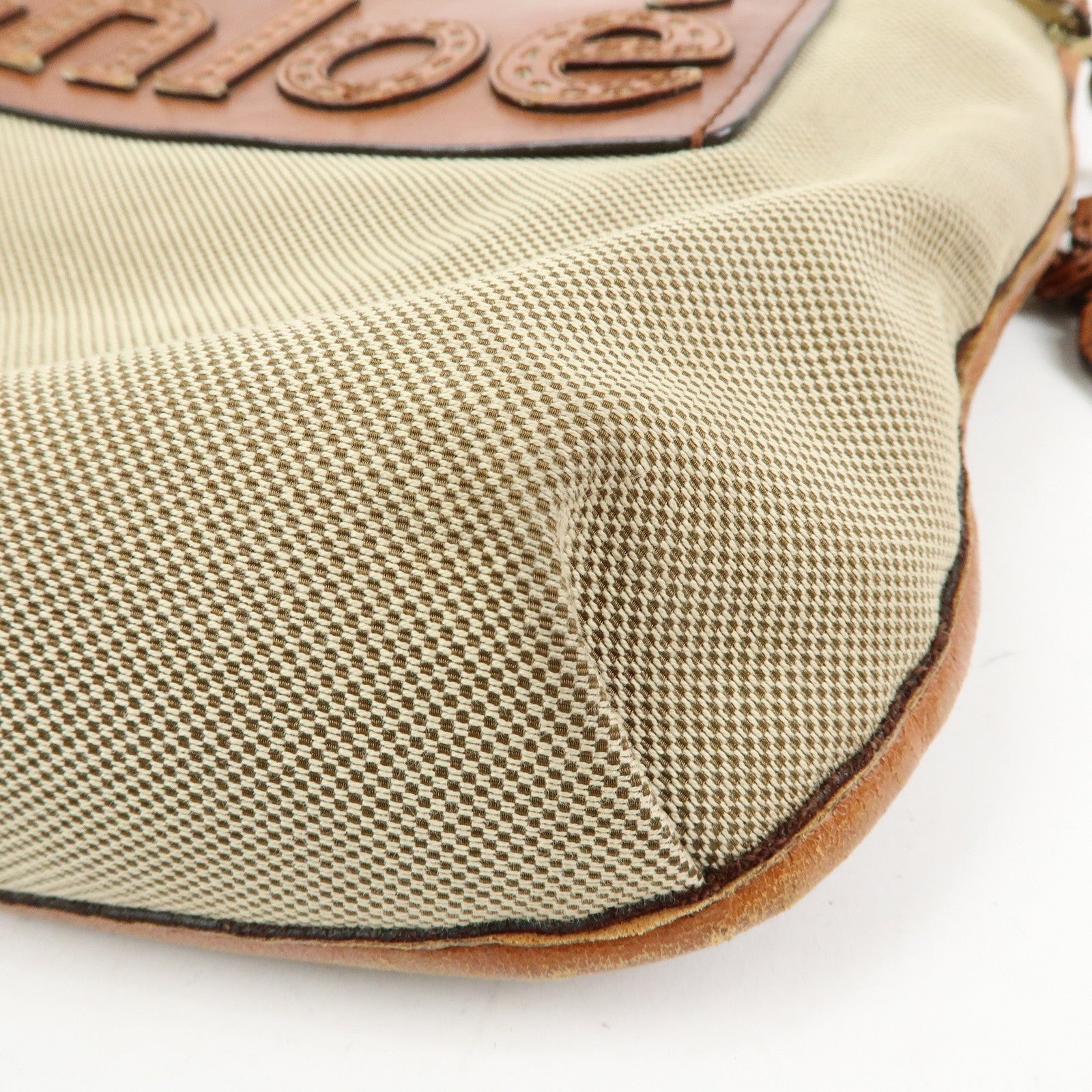 Chloe Harley Canvas Leather Shoulder Bag Crossbody Bag Beige Brown