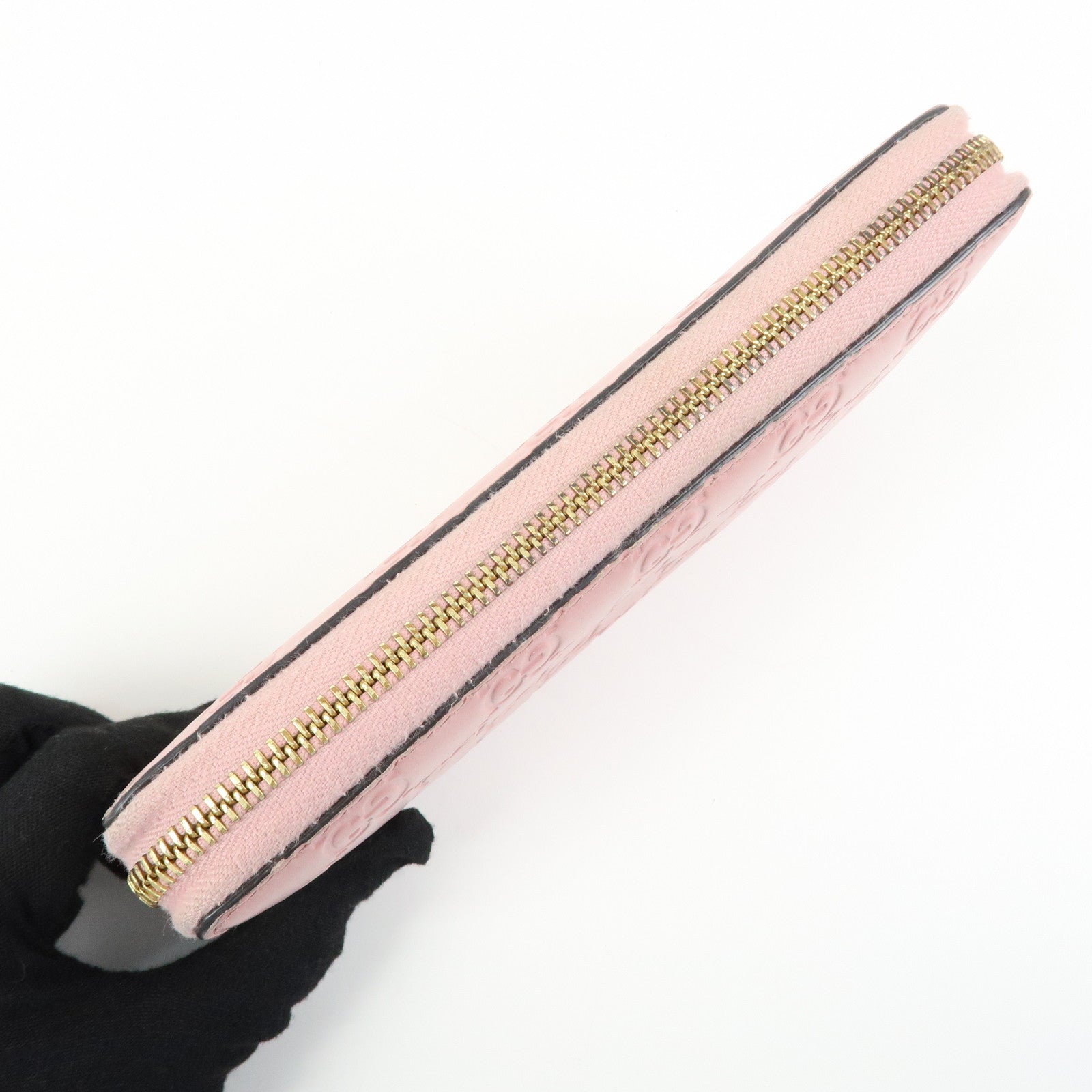 GUCCI Guccissima Leather Round Zippy Long Wallet Pink 410102