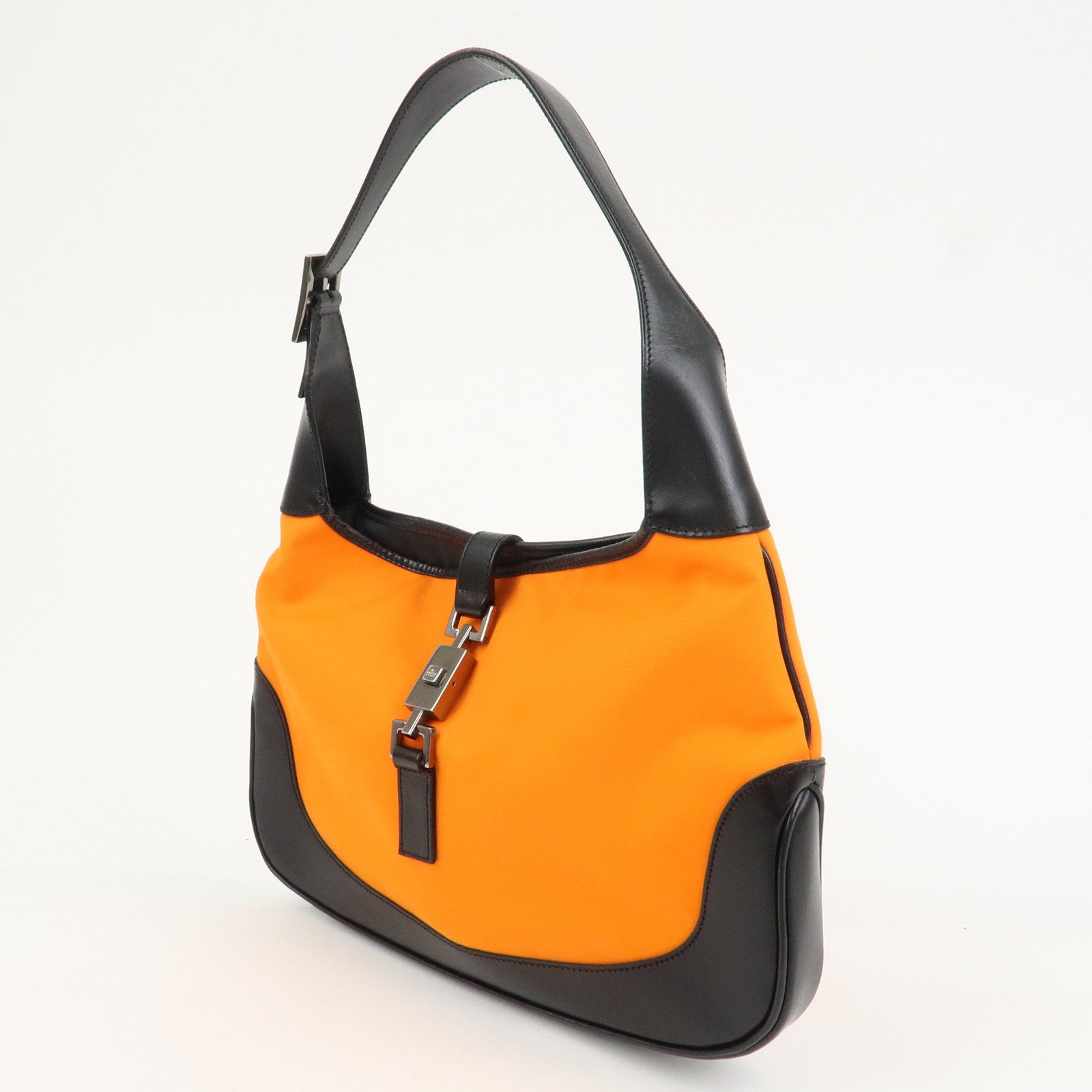 GUCCI Jackie Canvas Leather Shoulder Bag Hand Bag Black 001・3306