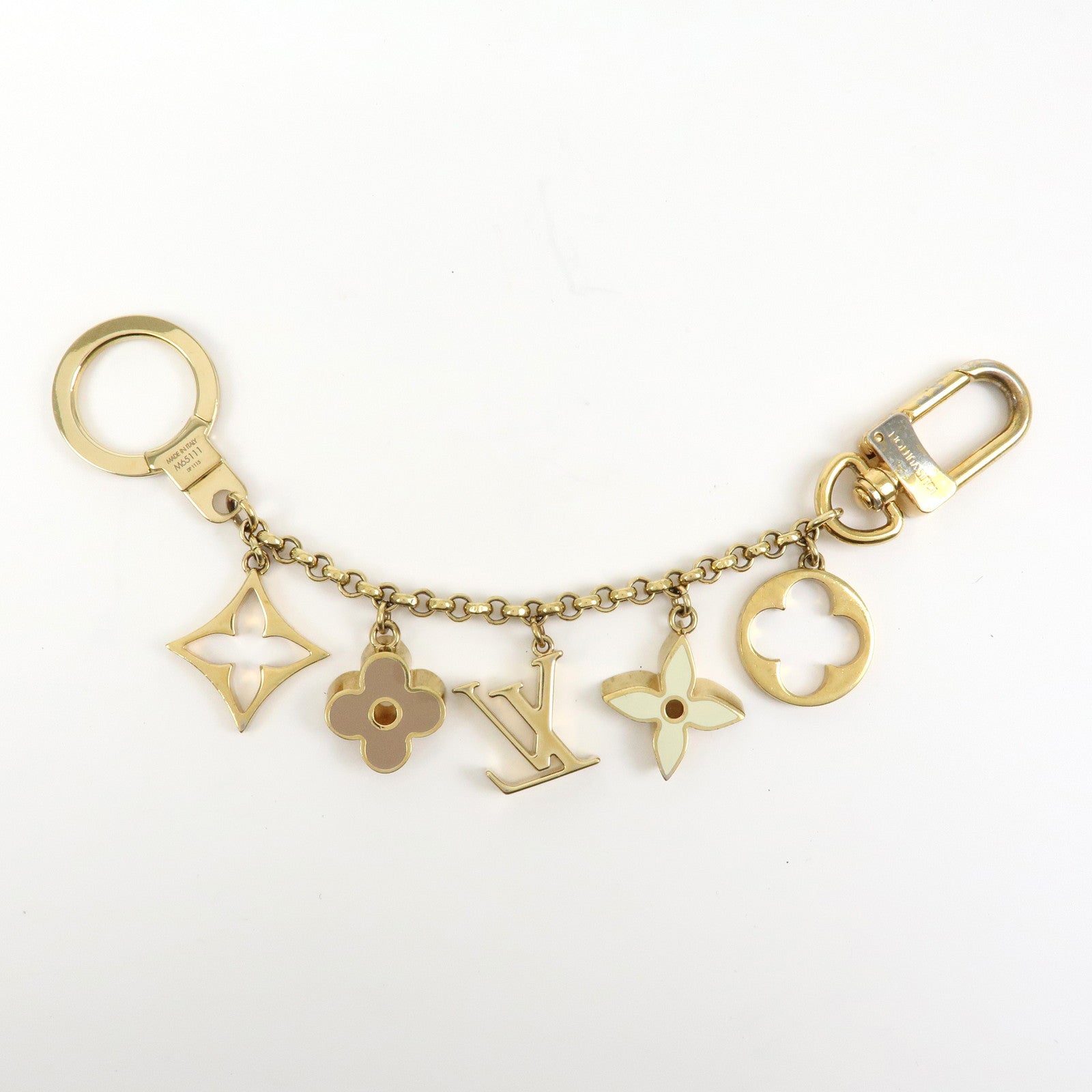 Louis Vuitton Fleur de Monogram Bag Charm Key Chain Gold M65111