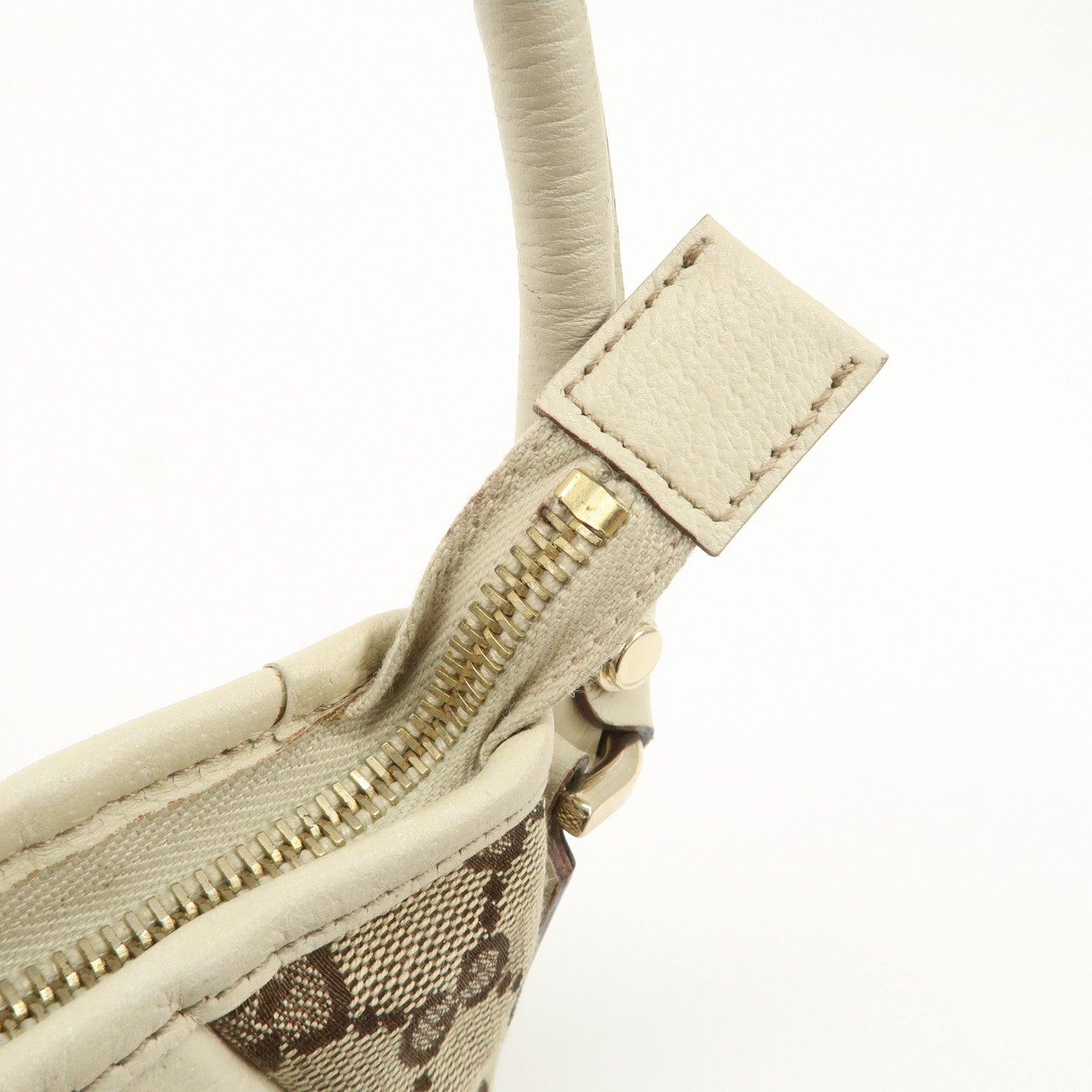 GUCCI Abbey GG Canvas Leather Shoulder Bag Beige Ivory Gold HDW 130939 Used