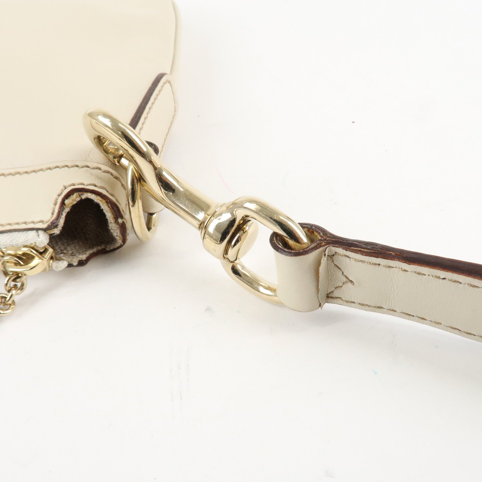 GUCCI Sherry Leather Shoulder Bag Ivory Used