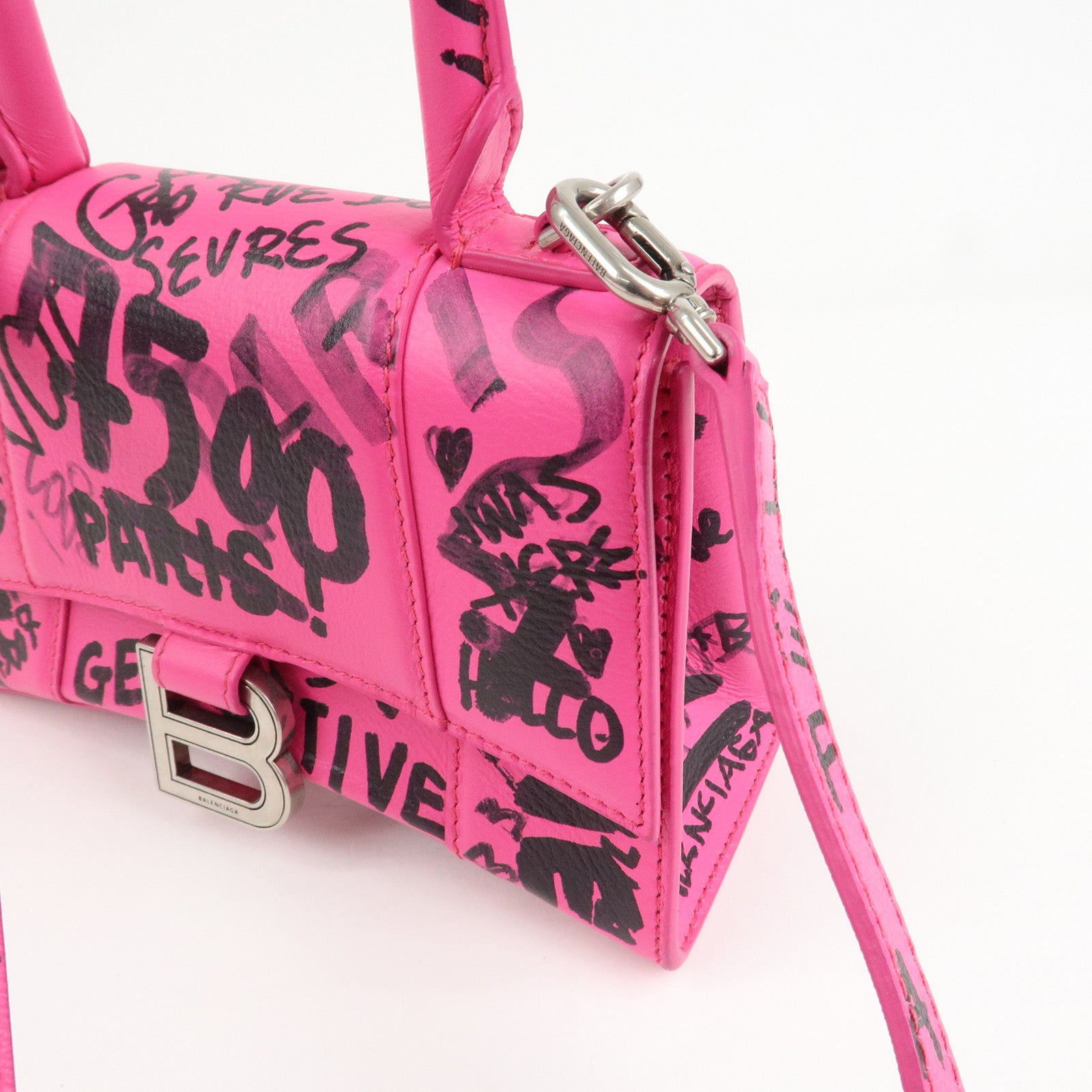 BALENCIAGA Hourglass XS 2Way Hand Shoulder Bag Hot Pink 592833