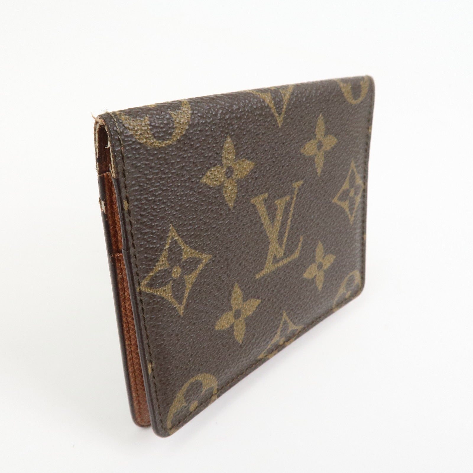 Louis Vuitton Monogram Canvas Leather Card Case Card Holder Brown