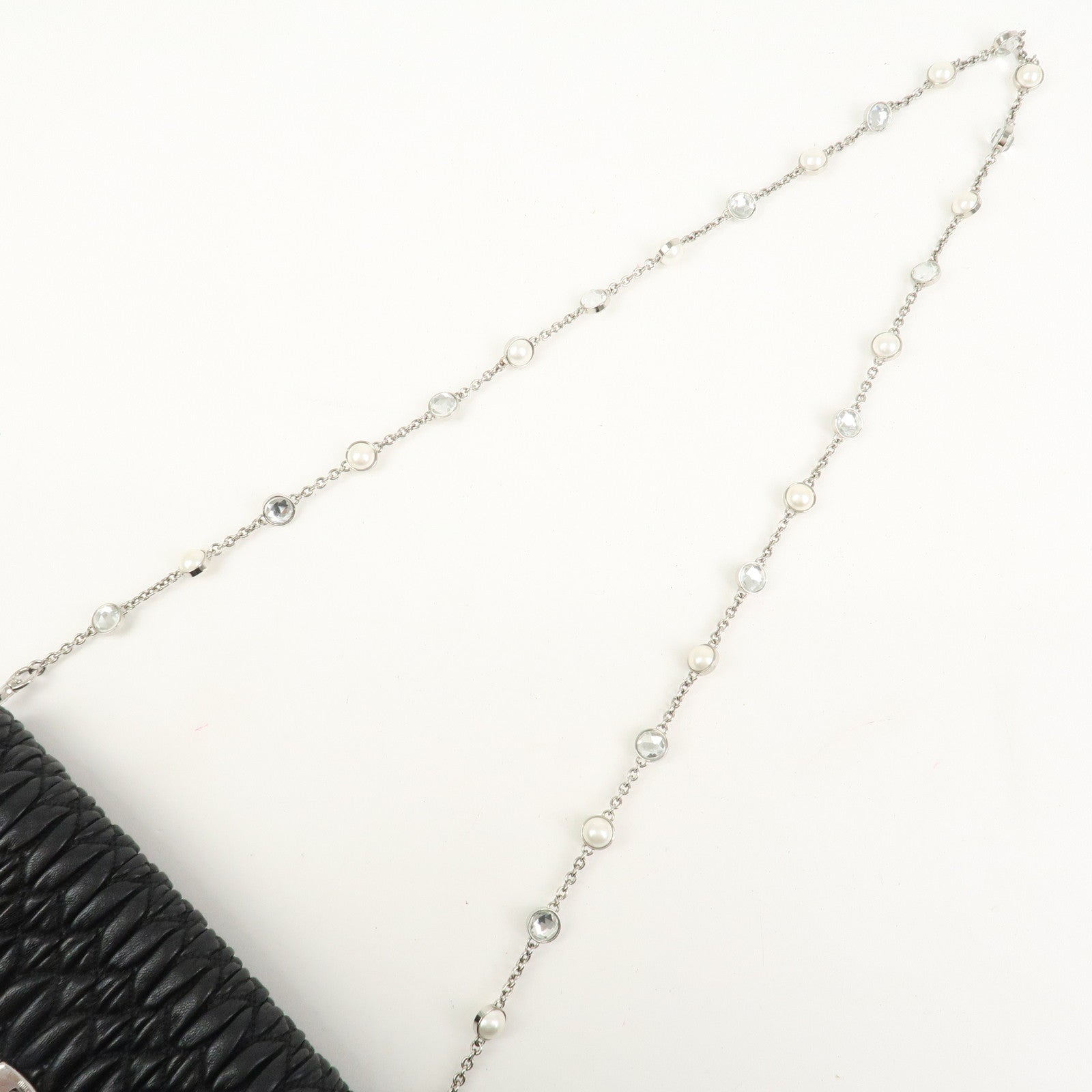 MIU MIU Matelasse Leather Chain Shoulder Bag Black 5BP079