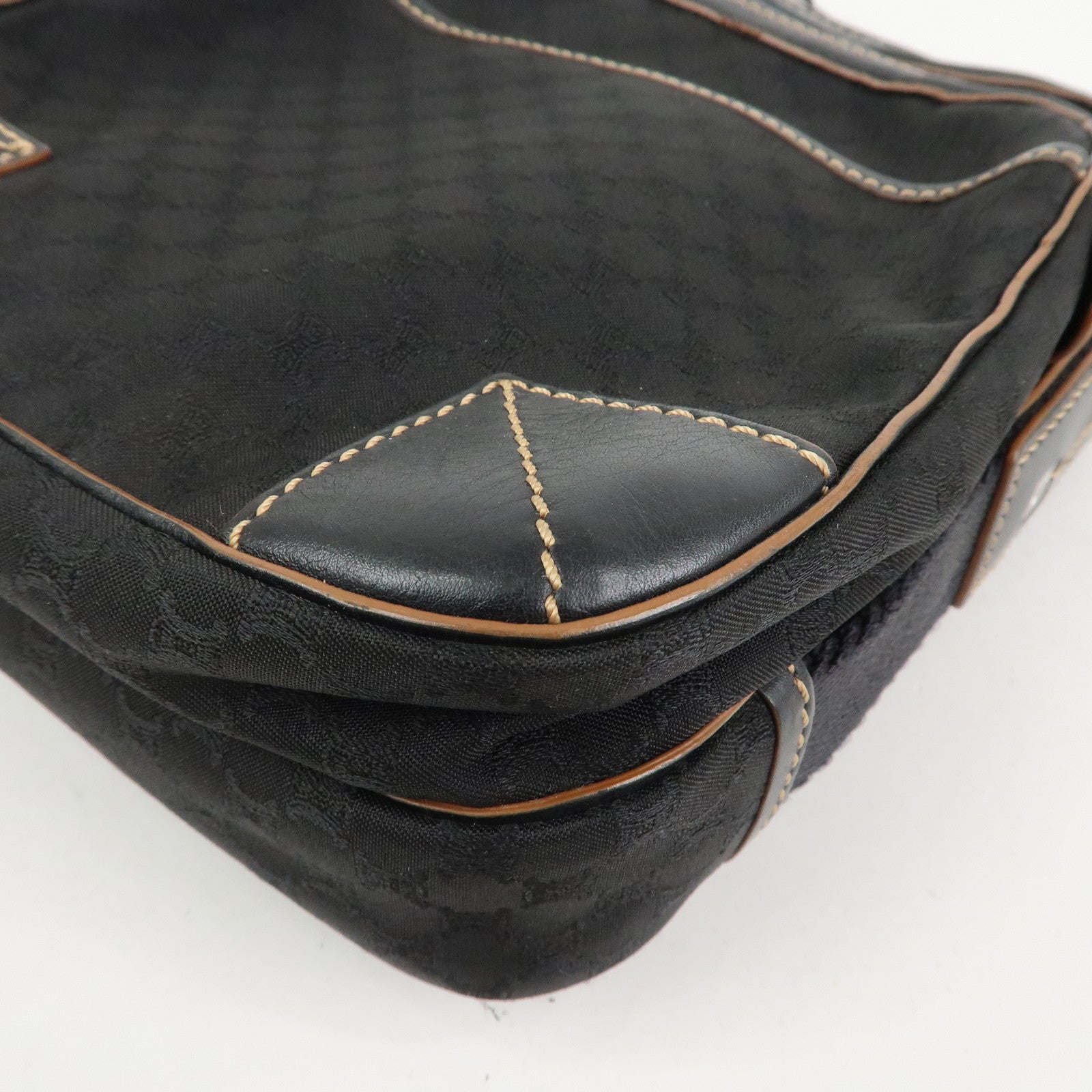 CELINE Macadam Canvas Leather Shoulder Bag Crossbody Bag Black