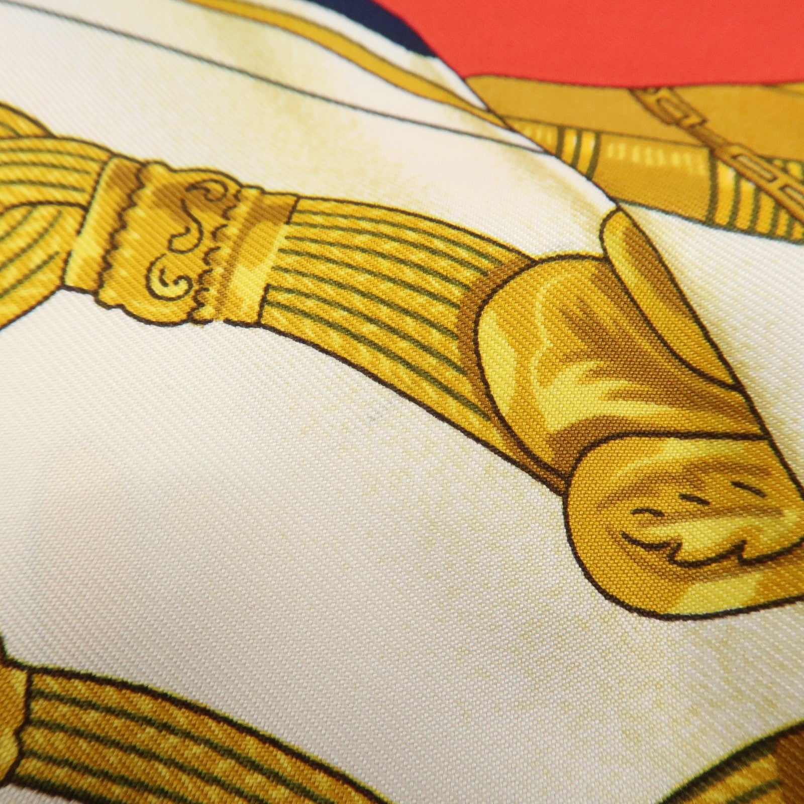 HERMES Carre 90 Silk 100% Scarf Soleil de Soie Gold Red Navy