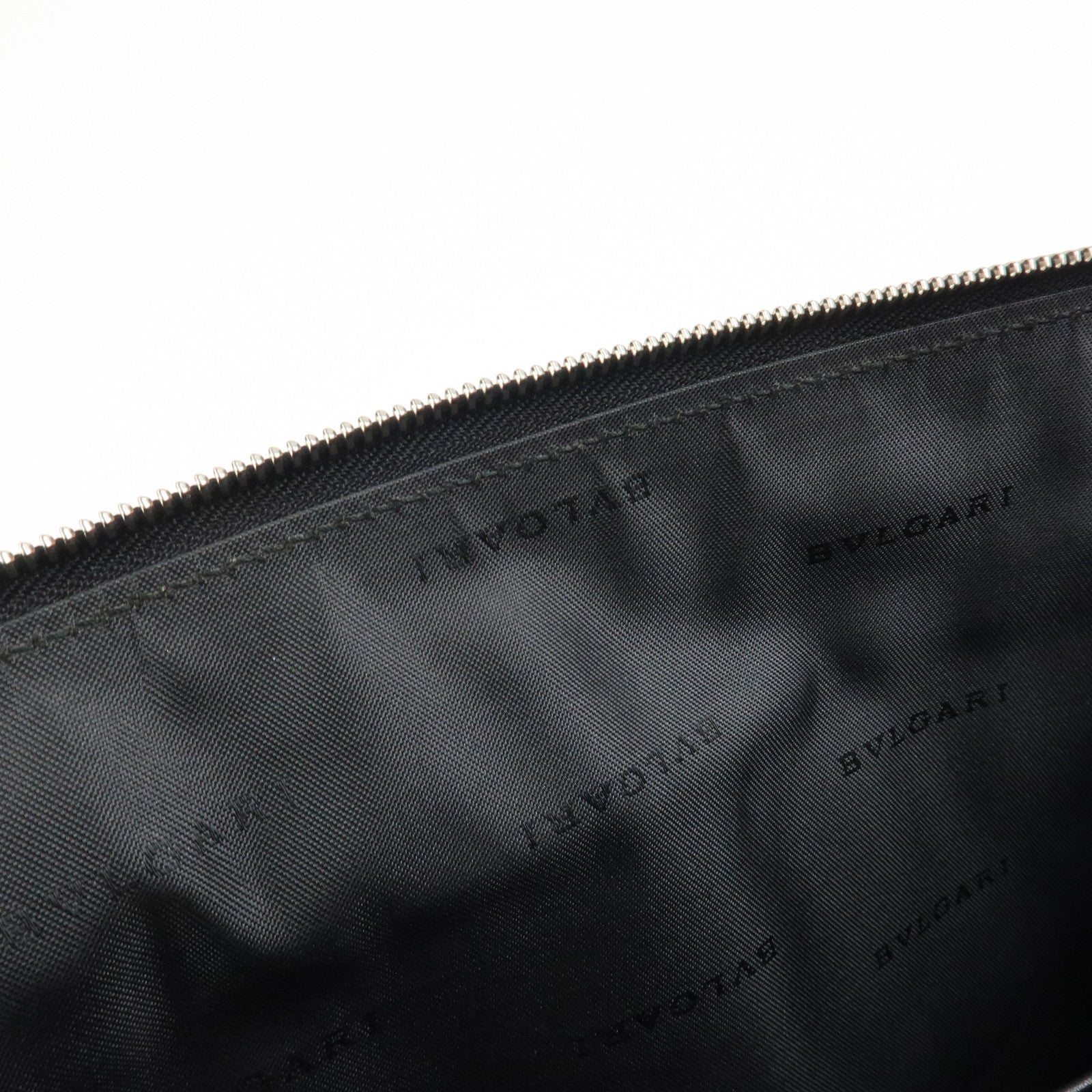 BVLGARI Logo Leather Clutch Bag Black