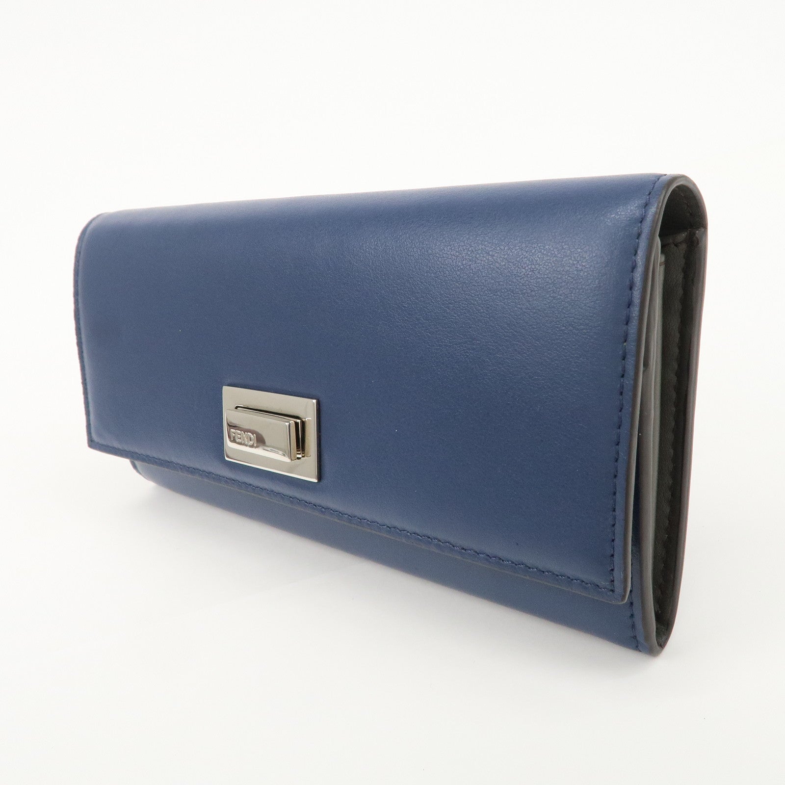 FENDI Peekaboo Leather Bi-fold Continental Wallet Long Wallet 8M0377 Used