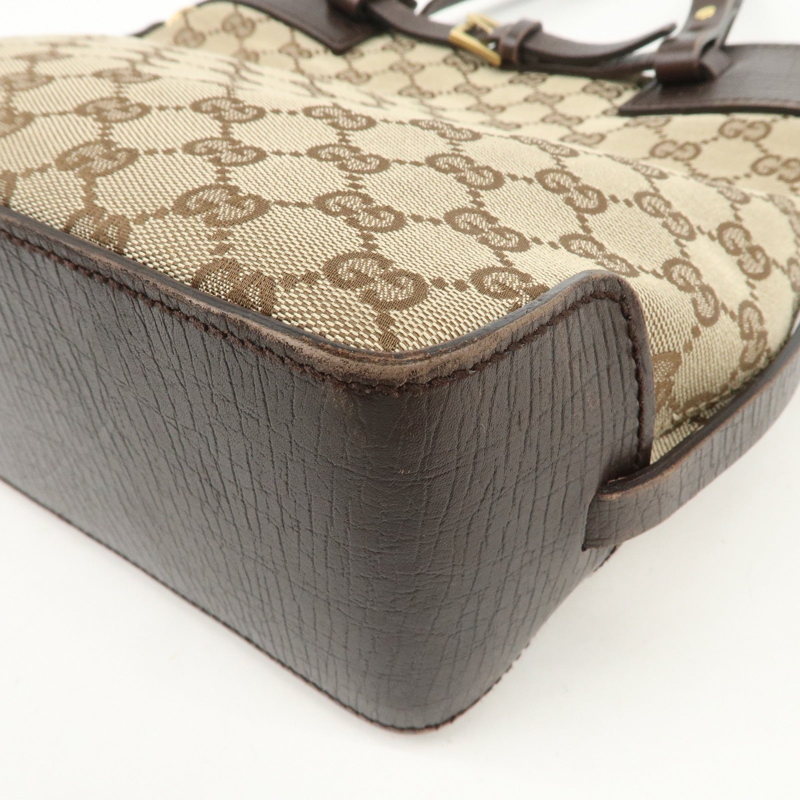 GUCCI GG Monogram Canvas Leather Tote Bag Shoulder Bag Brown 107757