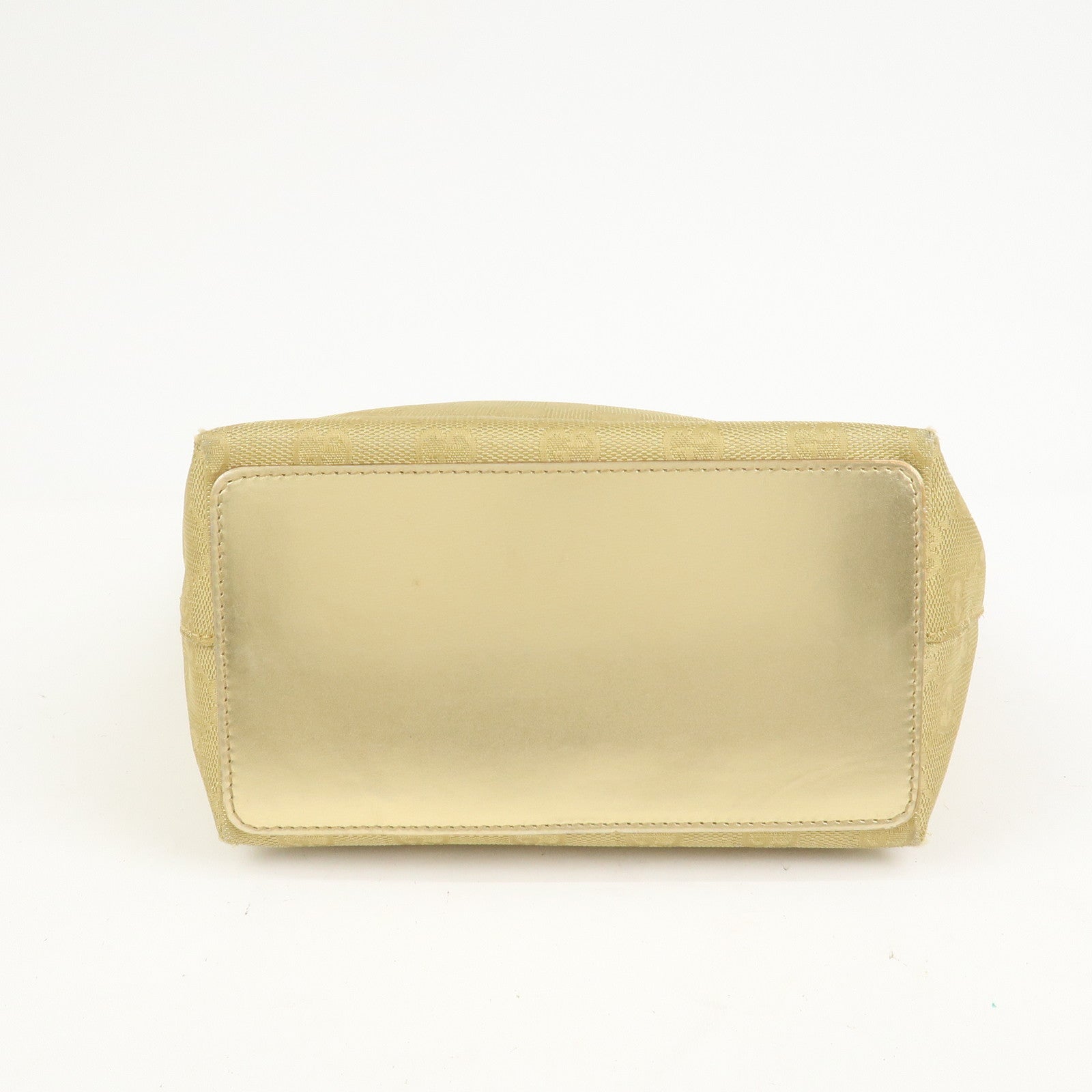 GUCCI GG Canvas Leather Shoulder Bag Tote Bag Gold 002.1099
