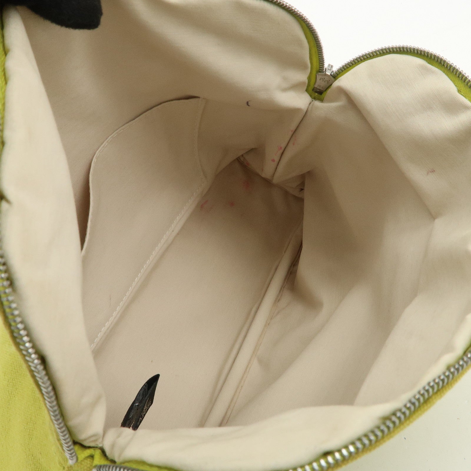 HERMES Bolide Pouch MM Canvas Leather Cosmetic Pouch Light Green