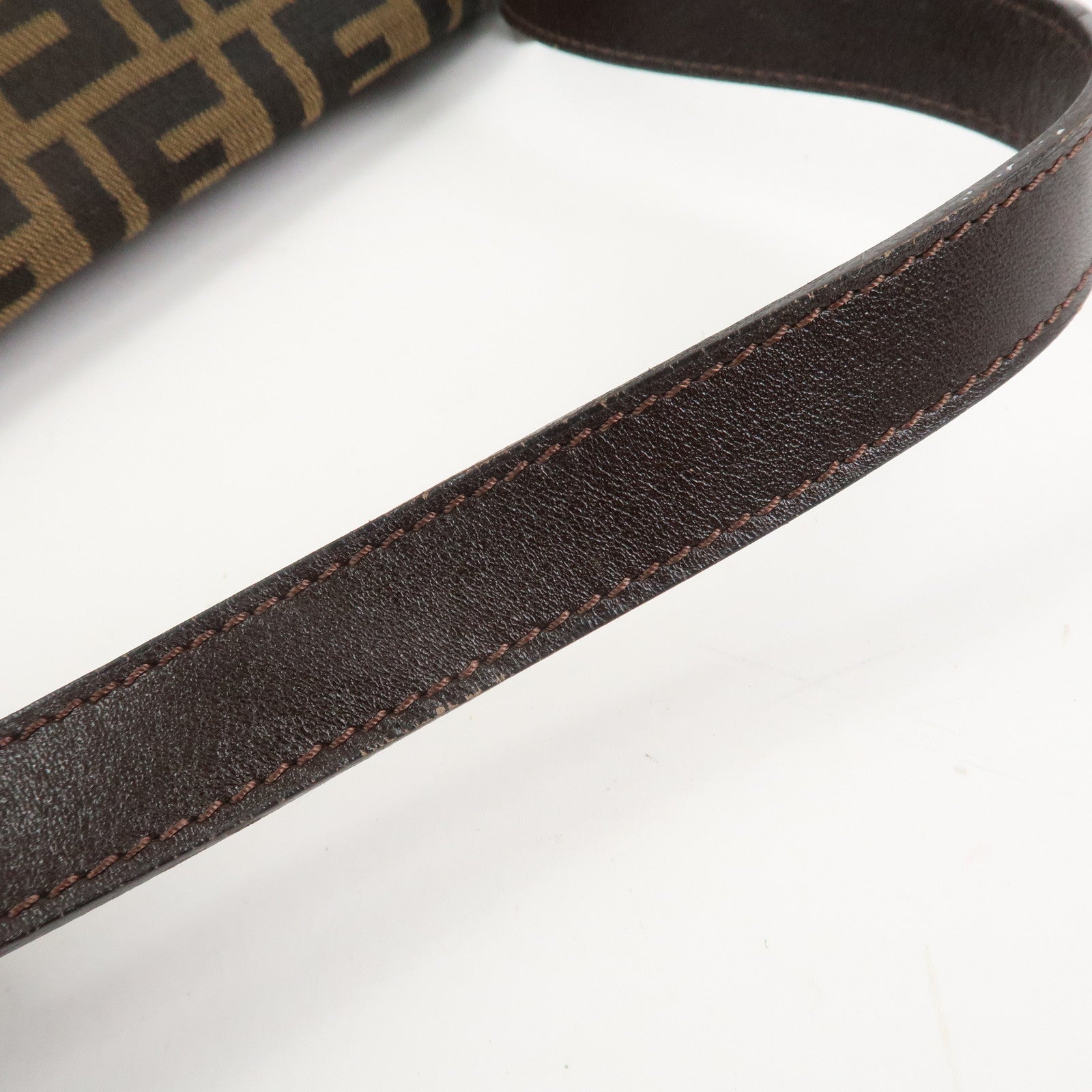 FENDI Zucca Mamma Baguette Canvas Shoulder Bag Brown Black 26325