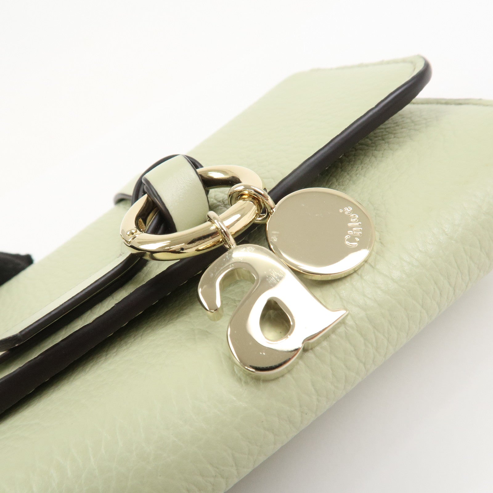 Chloe Leather Small Alphabet Tri-fold Compact Wallet Light Green