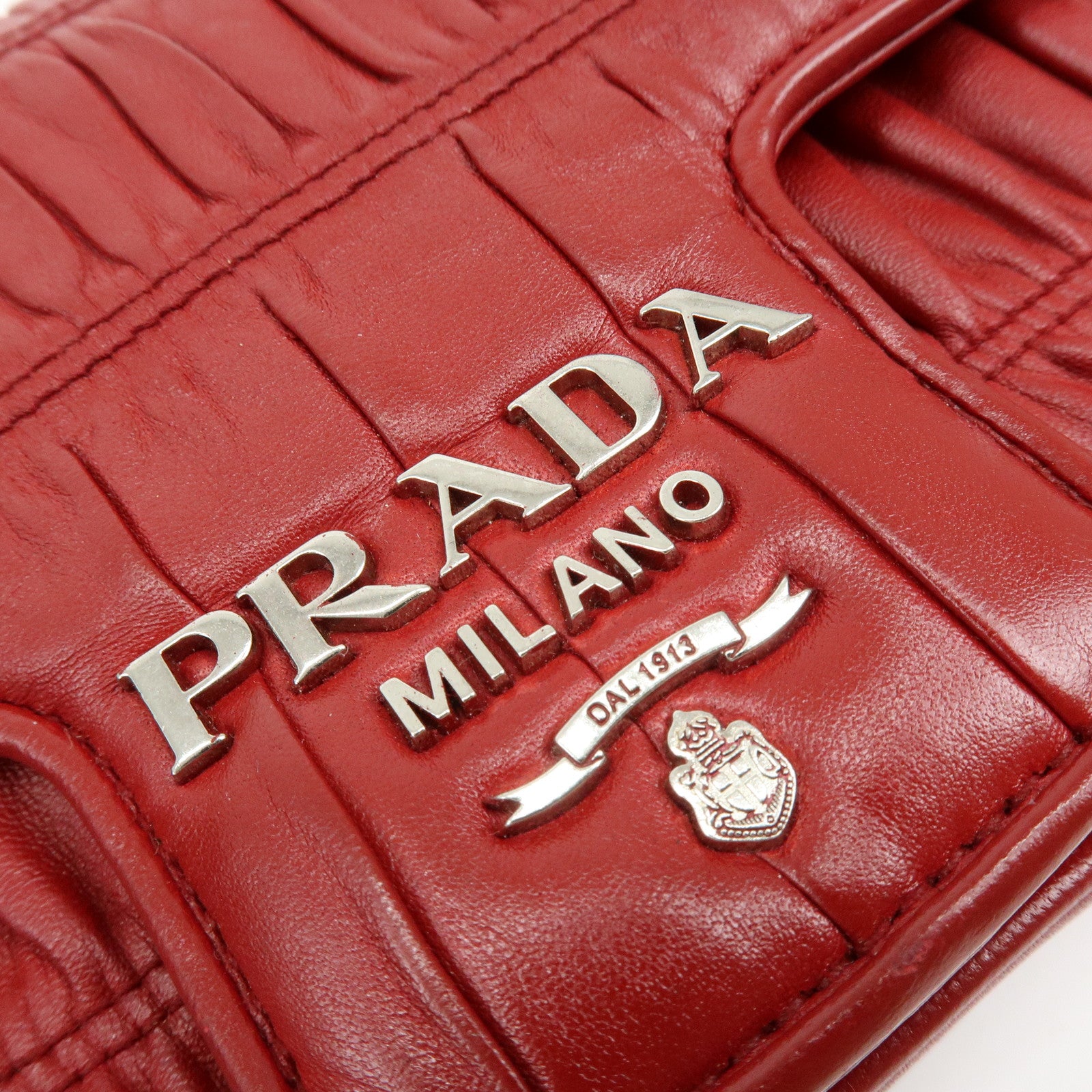 PRADA Nappa Goatskin Leather Chain Shoulder Bag Red 1BD140