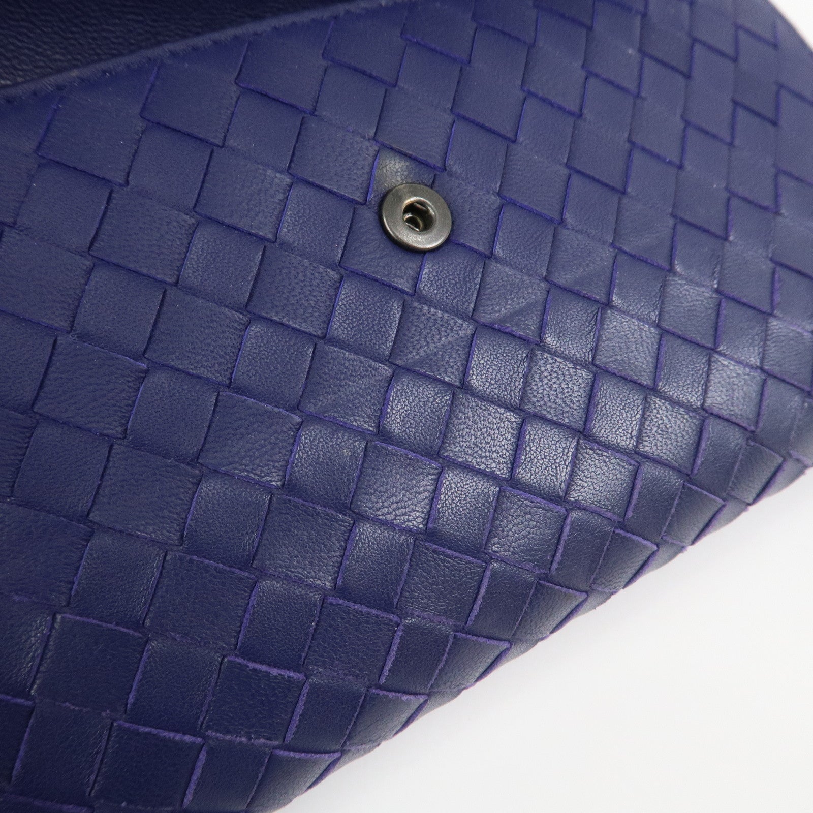 BOTTEGA VENETA Intrecciato Leather Long Flap Wallet Blue